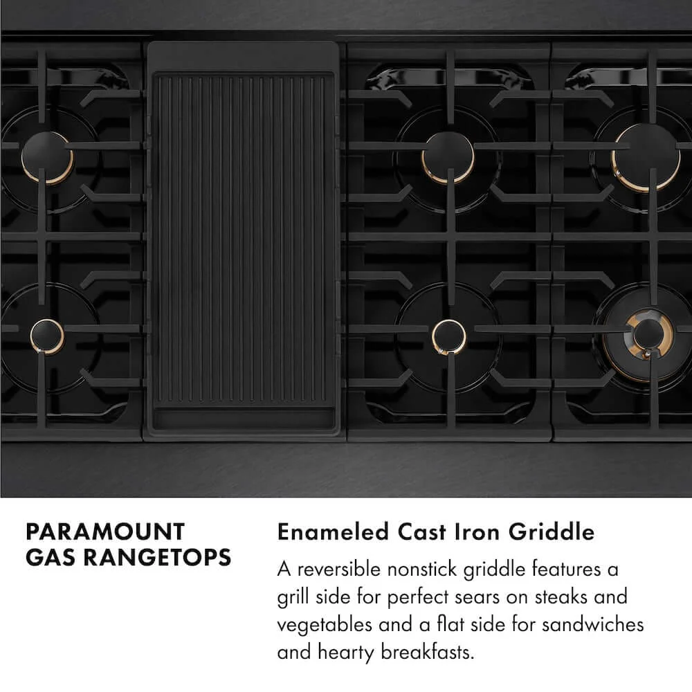 ZLINE Autograph Edition 48 in. Paramount Gas Rangetop with 8 Burners and Porcelain Cooktop in Black Satin Stainless Steel with Champagne Bronze Accents, Open Box-Good Condition - Image 6