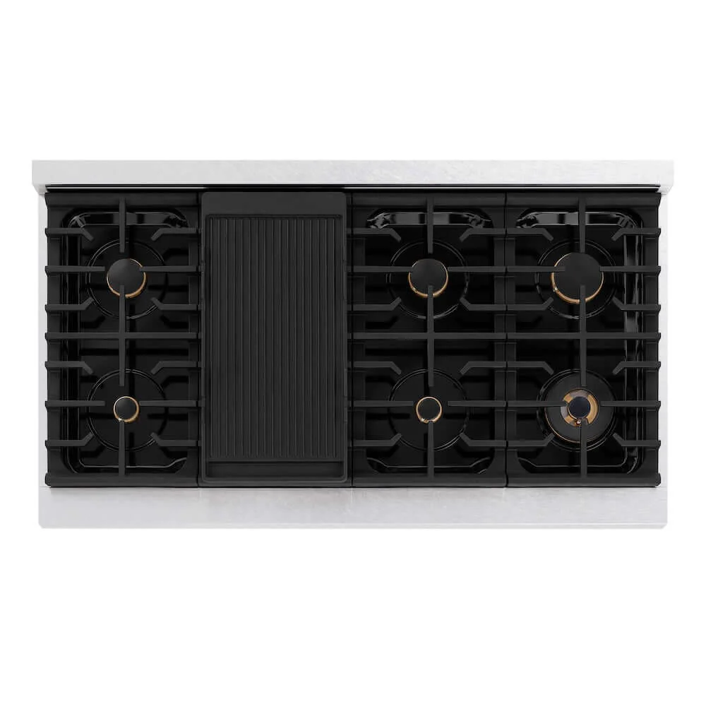 ZLINE 48 in. Autograph Edition Paramount Gas Rangetop with 8 Burners and Porcelain Cooktop in Satin Stainless Steel with Champagne Bronze Accents, Open Box-Good Condition - Image 5