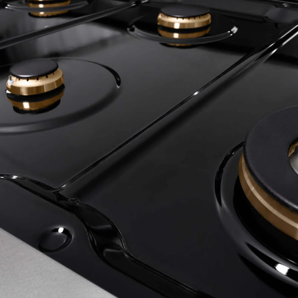 ZLINE 48 in. Autograph Edition Paramount Gas Rangetop with 8 Burners and Porcelain Cooktop in Satin Stainless Steel with Polished Gold Accents, Open Box-Good Condition - Image 8