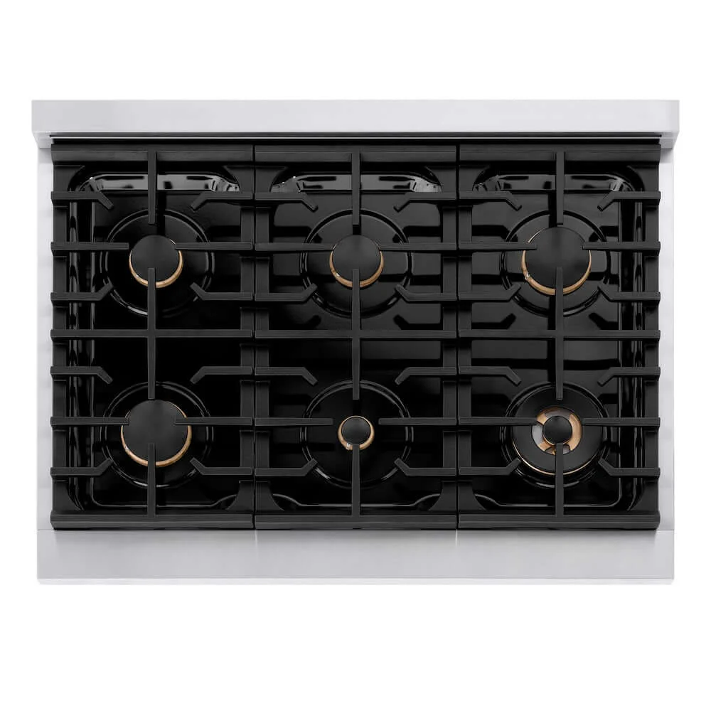 ZLINE Autograph Edition 36 in. Paramount Gas Rangetop with 6 Burners and Porcelain Cooktop in Stainless Steel with Polished Gold Accents, Open Box-Good Condition - Image 4