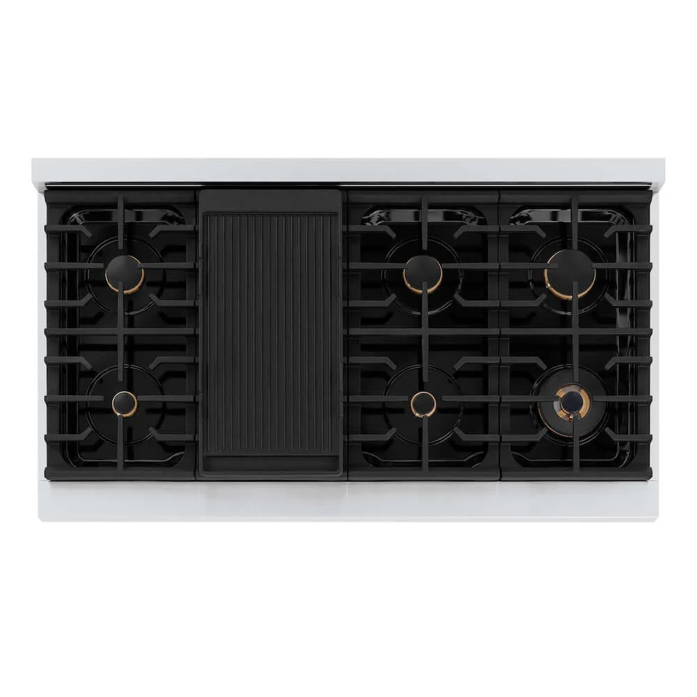 ZLINE 48 in. Autograph Edition Paramount Gas Rangetop with 8 Burners and Porcelain Cooktop in Stainless Steel with Champagne Bronze Accents, Open Box-Good Condition - Image 4