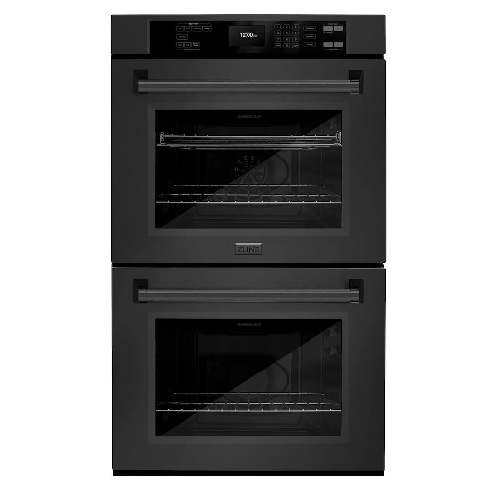 ZLINE 30 in. Professional True Convection Double Wall Oven with Air Fry and Self Clean in Black Stainless Steel, Open Box-Good Condition