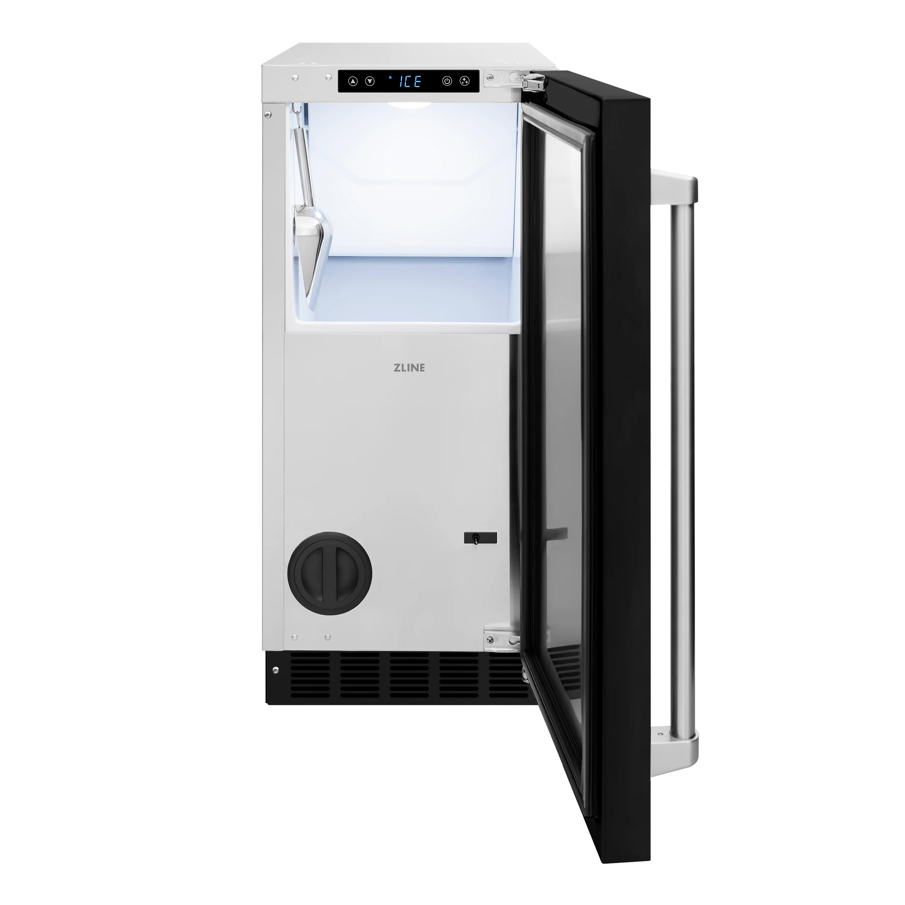 ZLINE 15 in. Touchstone Clear Cube Ice Maker with Drain Pump and Black Matte Door (ICCD-BLM-15) - Image 4