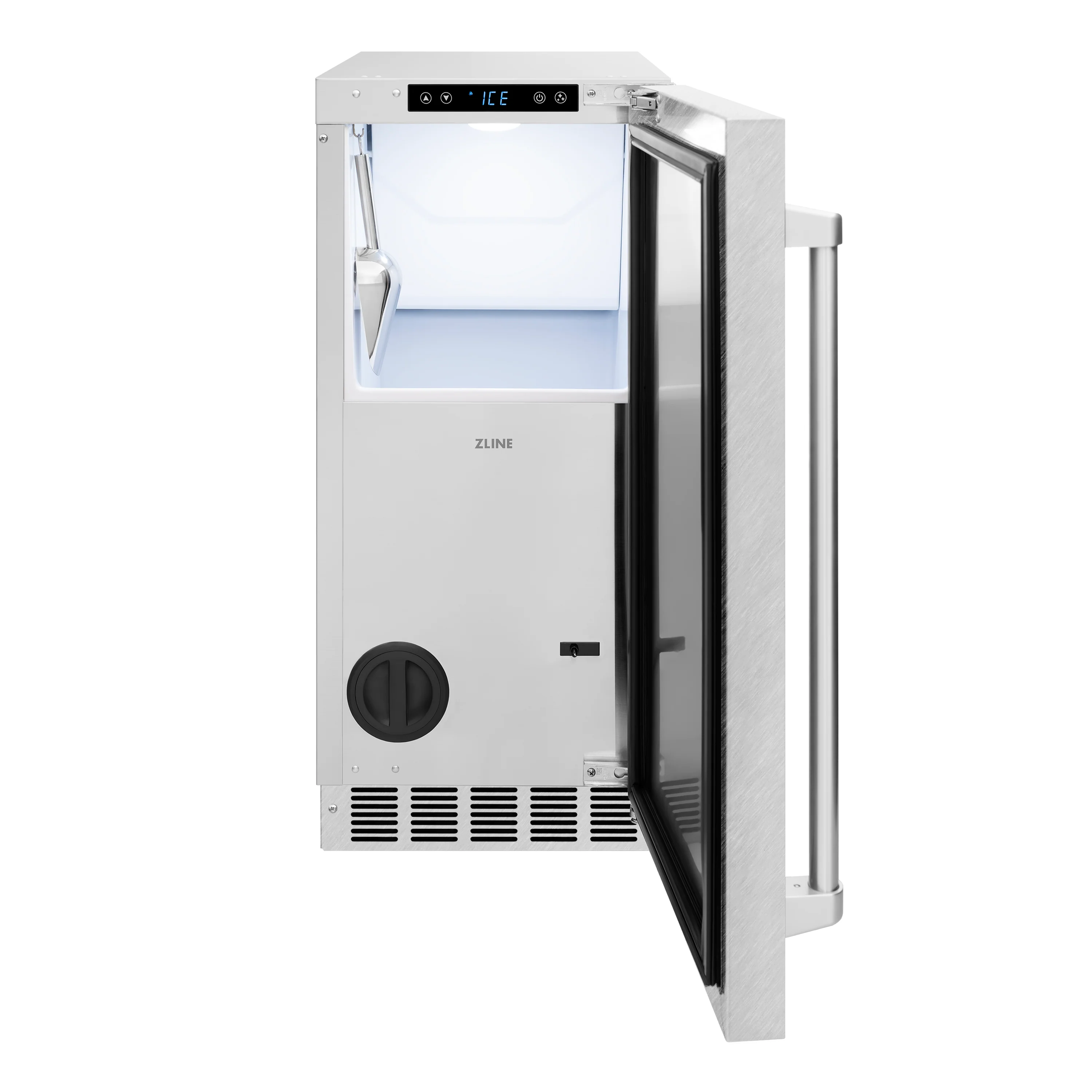 ZLINE 15 in. Touchstone Clear Cube Ice Maker with Drain Pump and Satin Stainless Steel Door (ICCD-SN-15) - Image 4