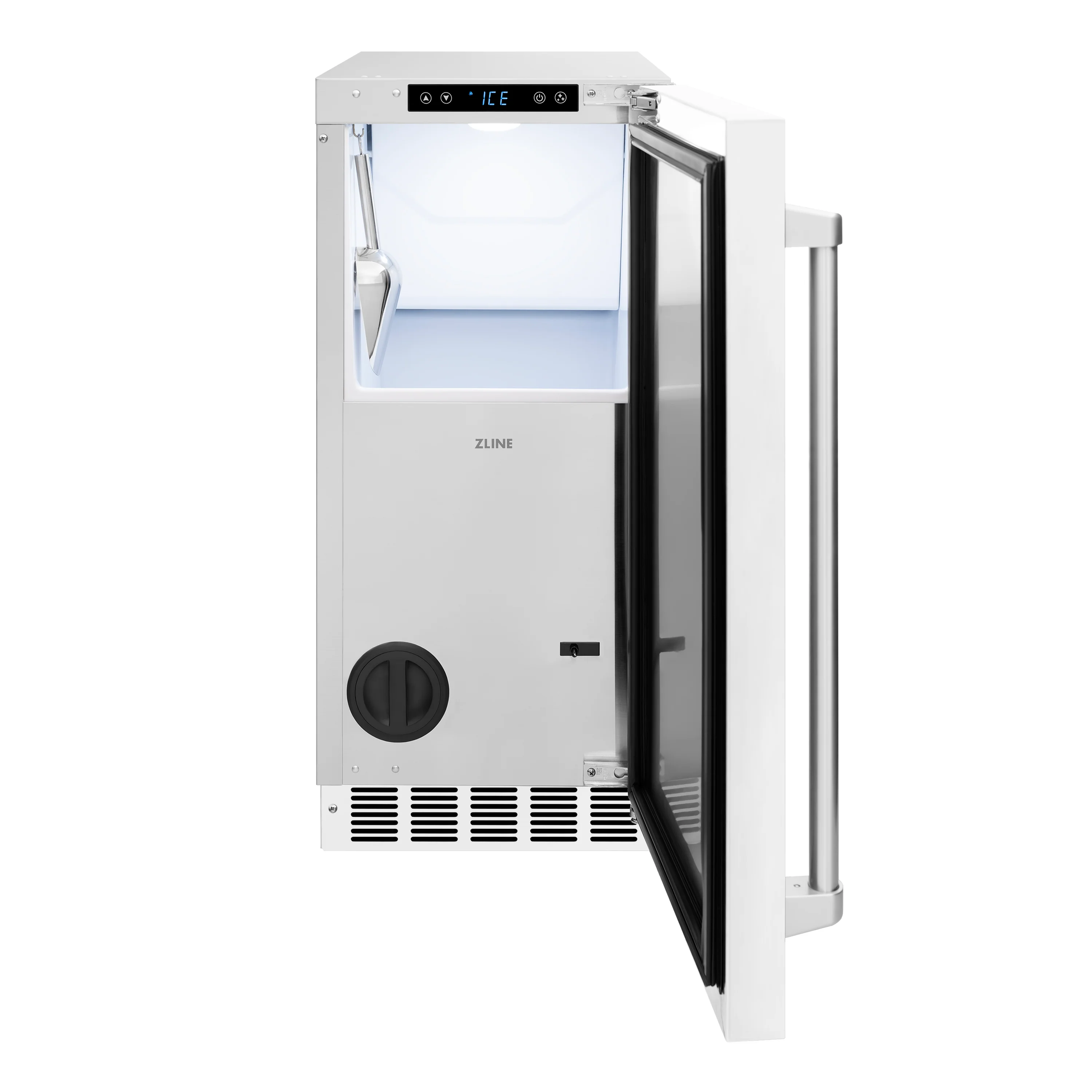 ZLINE 15 in. Touchstone Clear Cube Ice Maker with Drain Pump and White Matte Door (ICCD-WM-15) - Image 4