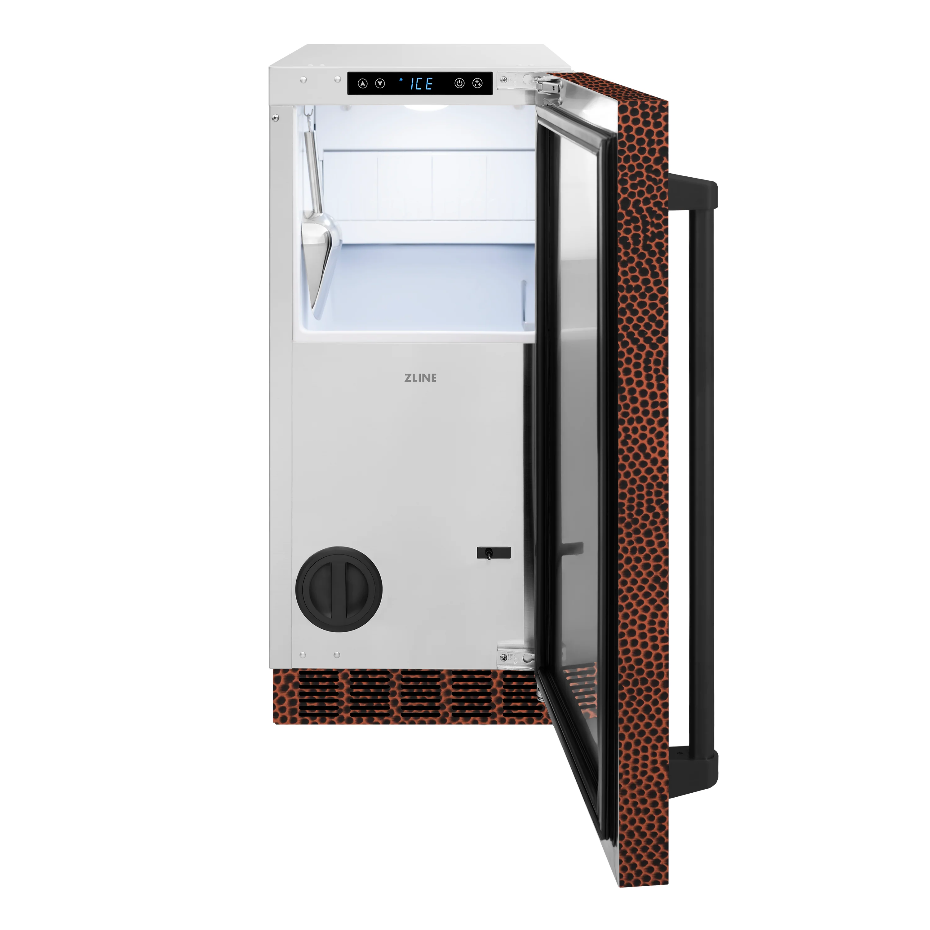 ZLINE 15 in. Touchstone Gourmet Ice Maker with Drain Pump and Hand Hammered Copper Door (IGMD-HH-15) - Image 4
