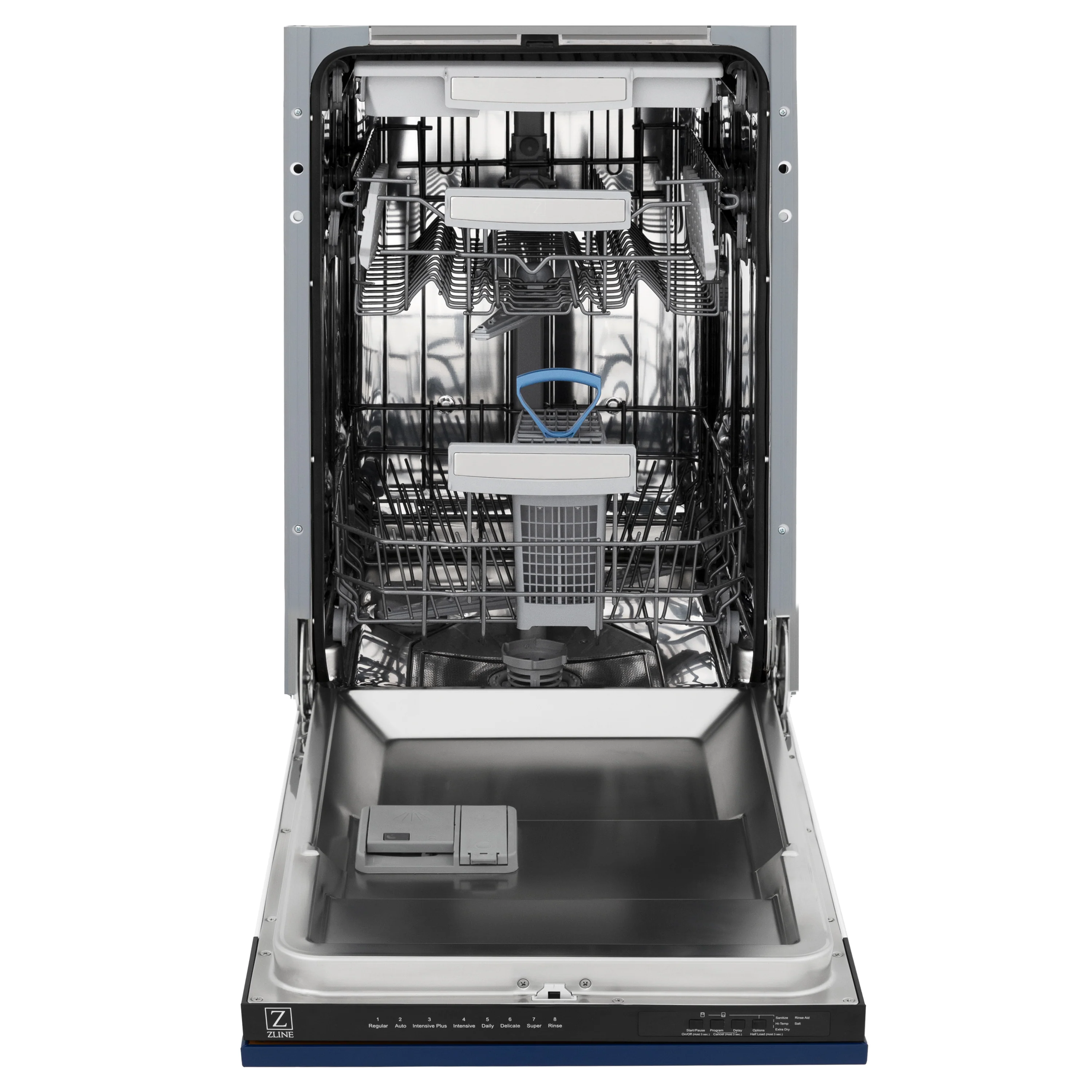 ZLINE 18 in. Tallac Series 3rd Rack Top Control Built-In Dishwasher in Blue Gloss with Stainless Steel Tub, 51dBa (DWV-BG-18) - Image 7
