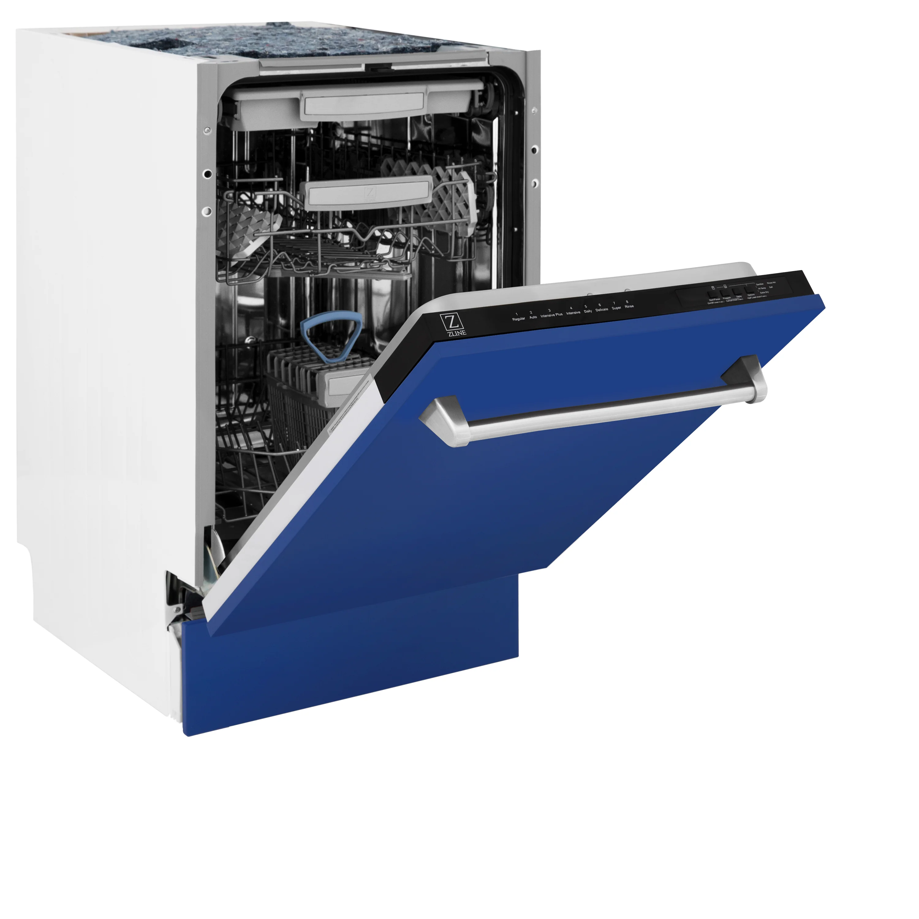 ZLINE 18 in. Tallac Series 3rd Rack Top Control Built-In Dishwasher in Blue Matte with Stainless Steel Tub, 51dBa (DWV-BM-18) - Image 10