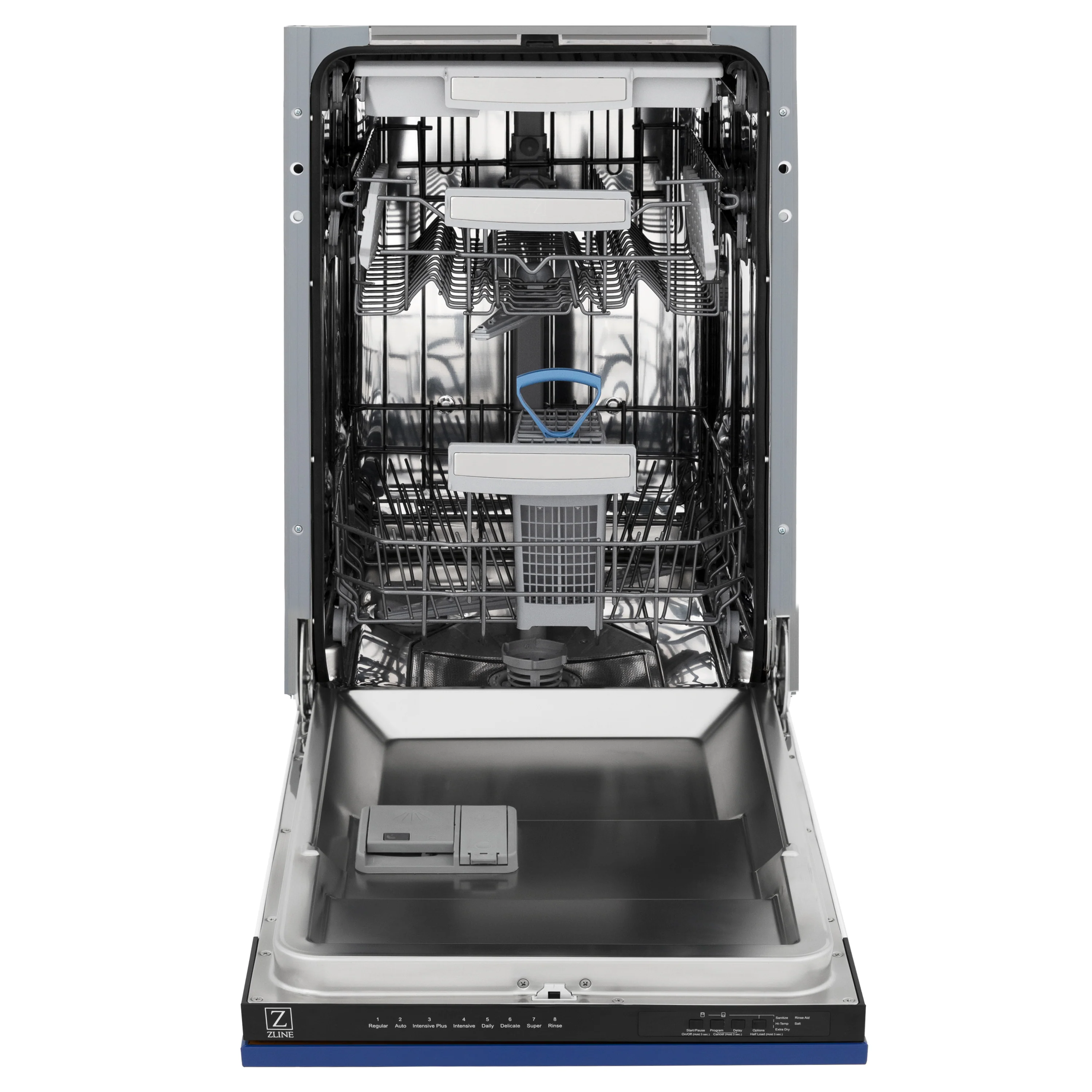 ZLINE 18 in. Tallac Series 3rd Rack Top Control Built-In Dishwasher in Blue Matte with Stainless Steel Tub, 51dBa (DWV-BM-18) - Image 7