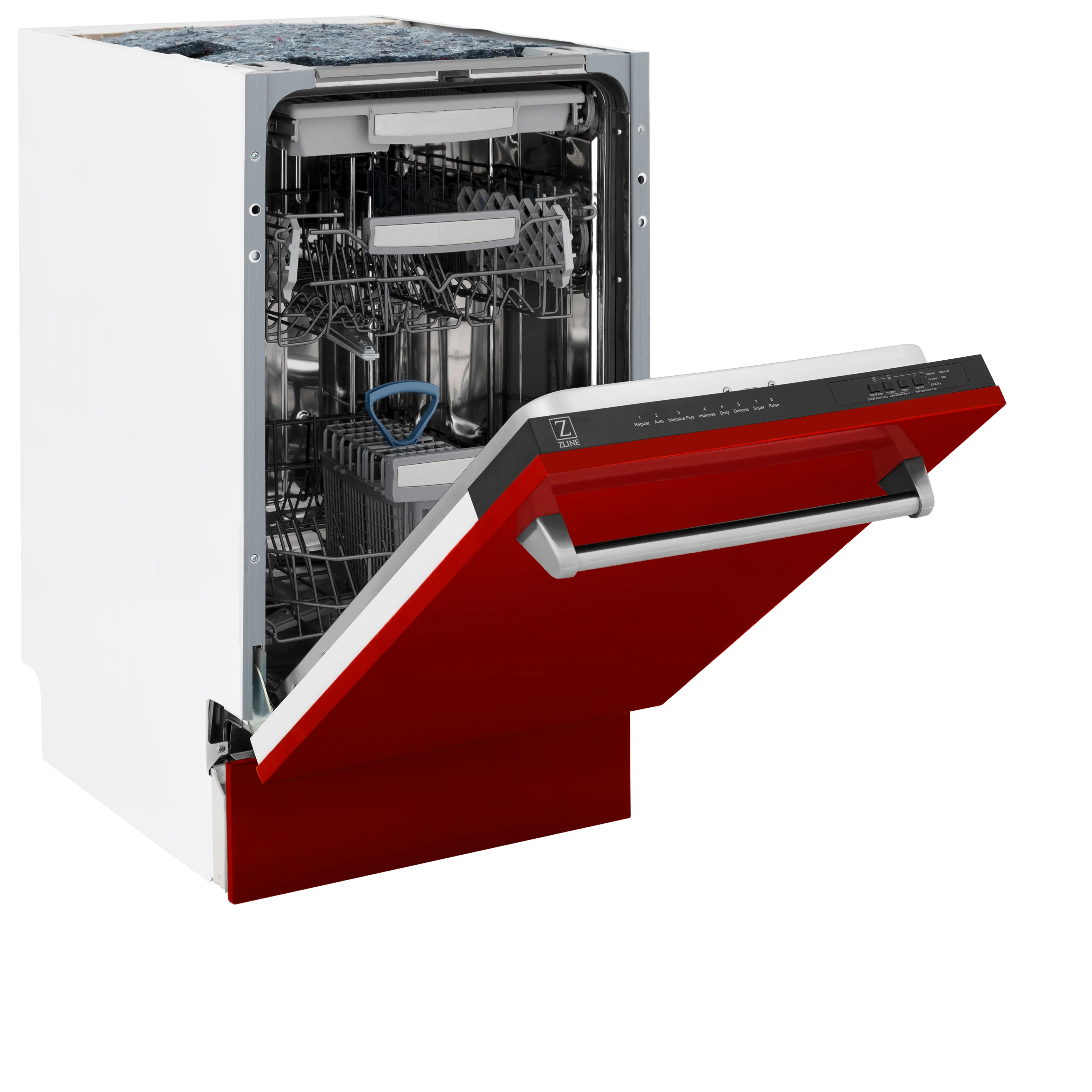 ZLINE 18 in. Tallac Series 3rd Rack Top Control Built-In Dishwasher in Red Gloss with Stainless Steel Tub, 51dBa (DWV-RG-18) - Image 13