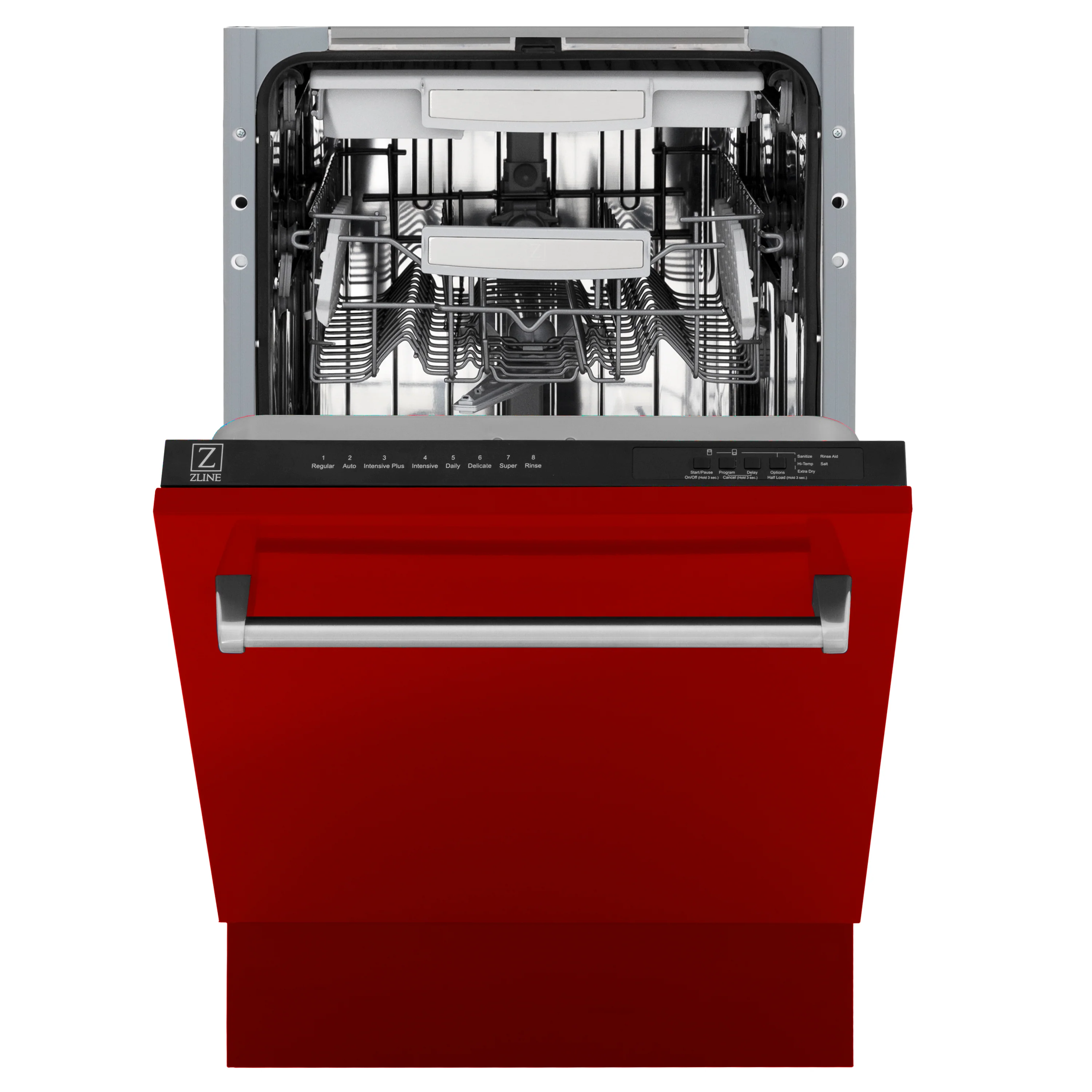 ZLINE 18 in. Tallac Series 3rd Rack Top Control Built-In Dishwasher in Red Gloss with Stainless Steel Tub, 51dBa (DWV-RG-18) - Image 8