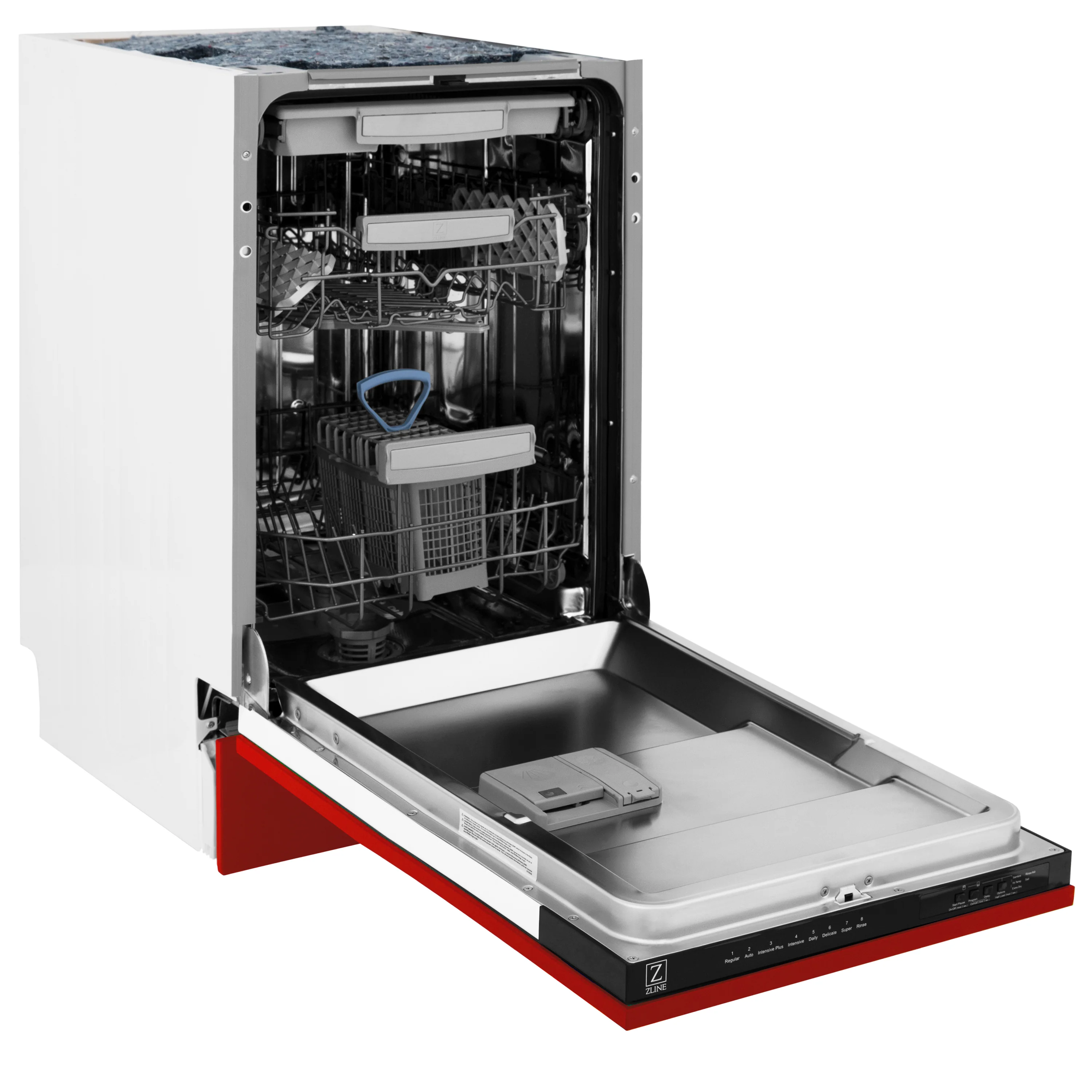ZLINE 18 in. Tallac Series 3rd Rack Top Control Built-In Dishwasher in Red Matte with Stainless Steel Tub, 51dBa (DWV-RM-18) - Image 15