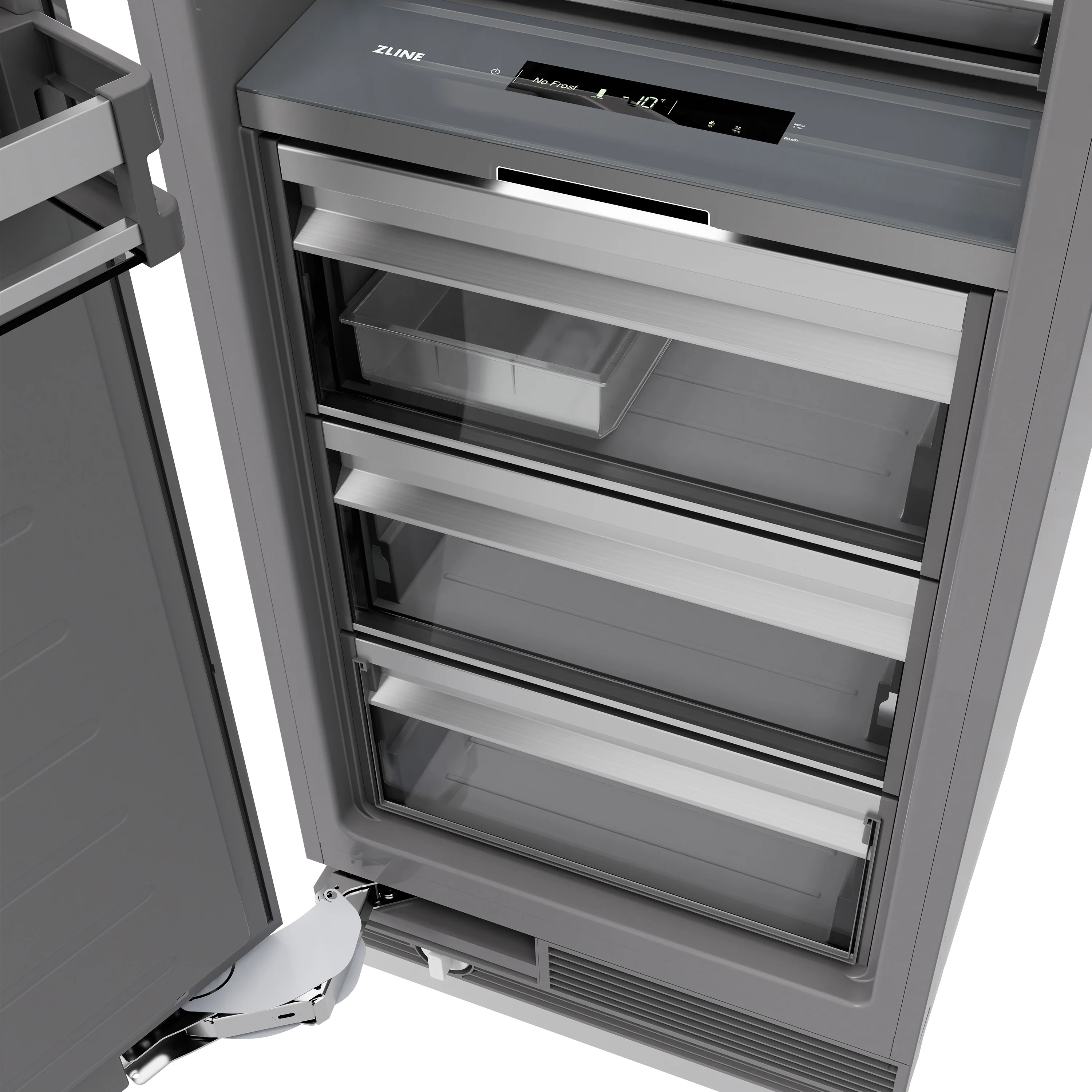 ZLINE 18 in. 8.6 cu. ft. Left Hinge Column Freezer in Stainless Steel with Graphite Gray Interior (RCFVL-304-18) - Image 10