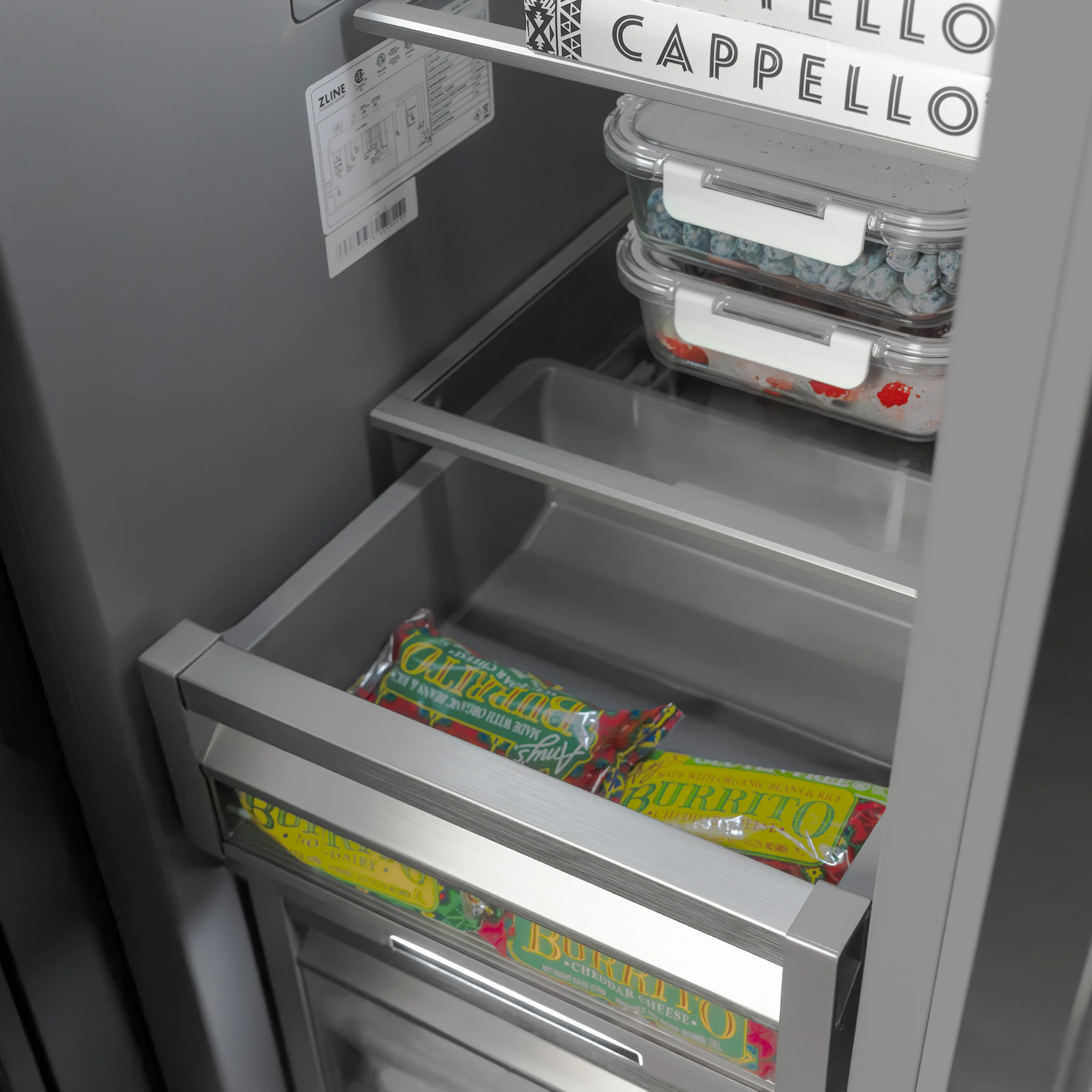 ZLINE 18 in. 8.6 cu. ft. Right Hinge Column Freezer in Satin Stainless Steel with Graphite Gray Interior (RCFVR-SN-18) - Image 15