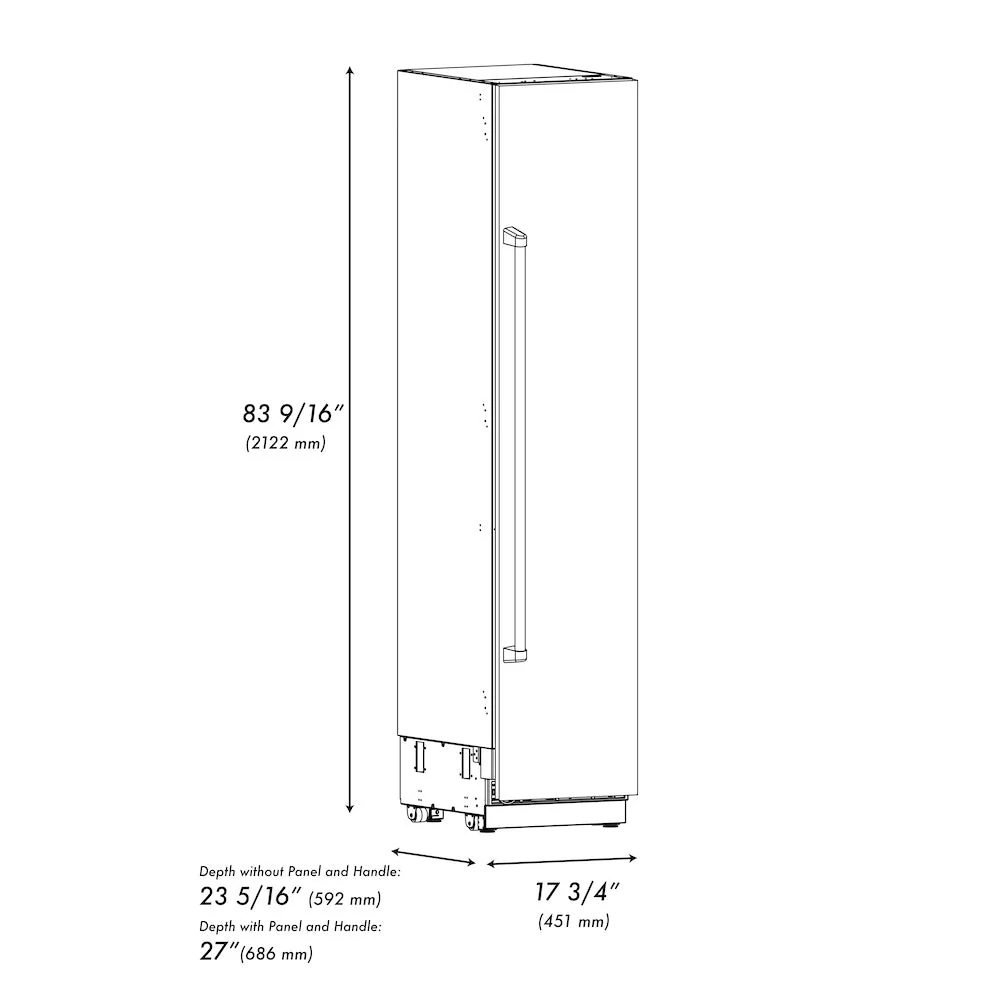 ZLINE 18 in. 8.6 cu. ft. Right Hinge Column Freezer in Stainless Steel with Graphite Gray Interior (RCFVR-304-18) - Image 13