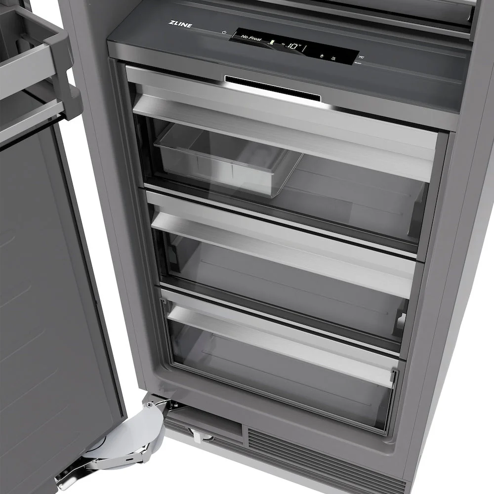ZLINE 18 in. 8.6 cu. ft. Right Hinge Column Freezer in White Matte with Graphite Gray Interior (RCFVR-WM-18) - Image 11