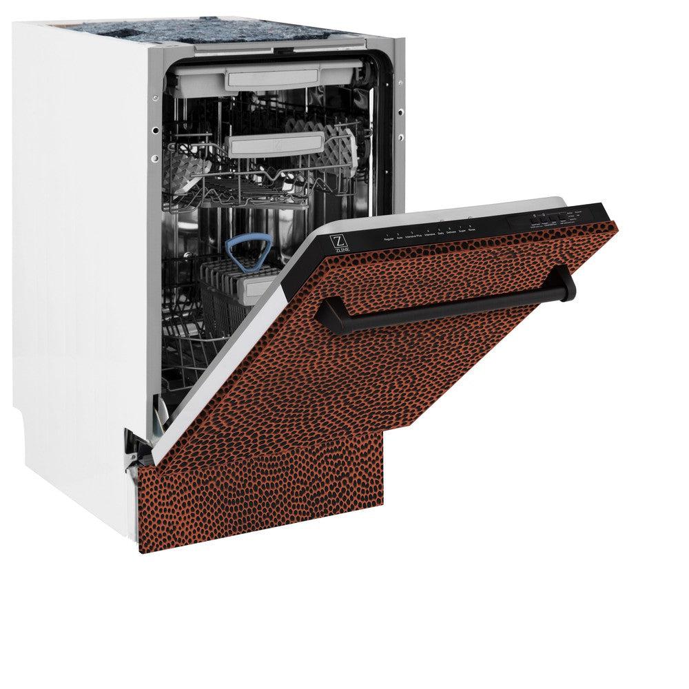 ZLINE 18 in. Tallac Series 3rd Rack Top Control Built-In Dishwasher in Hand Hammered Copper with Stainless Steel Tub, 51dBa (DWV-HH-18) - Image 6
