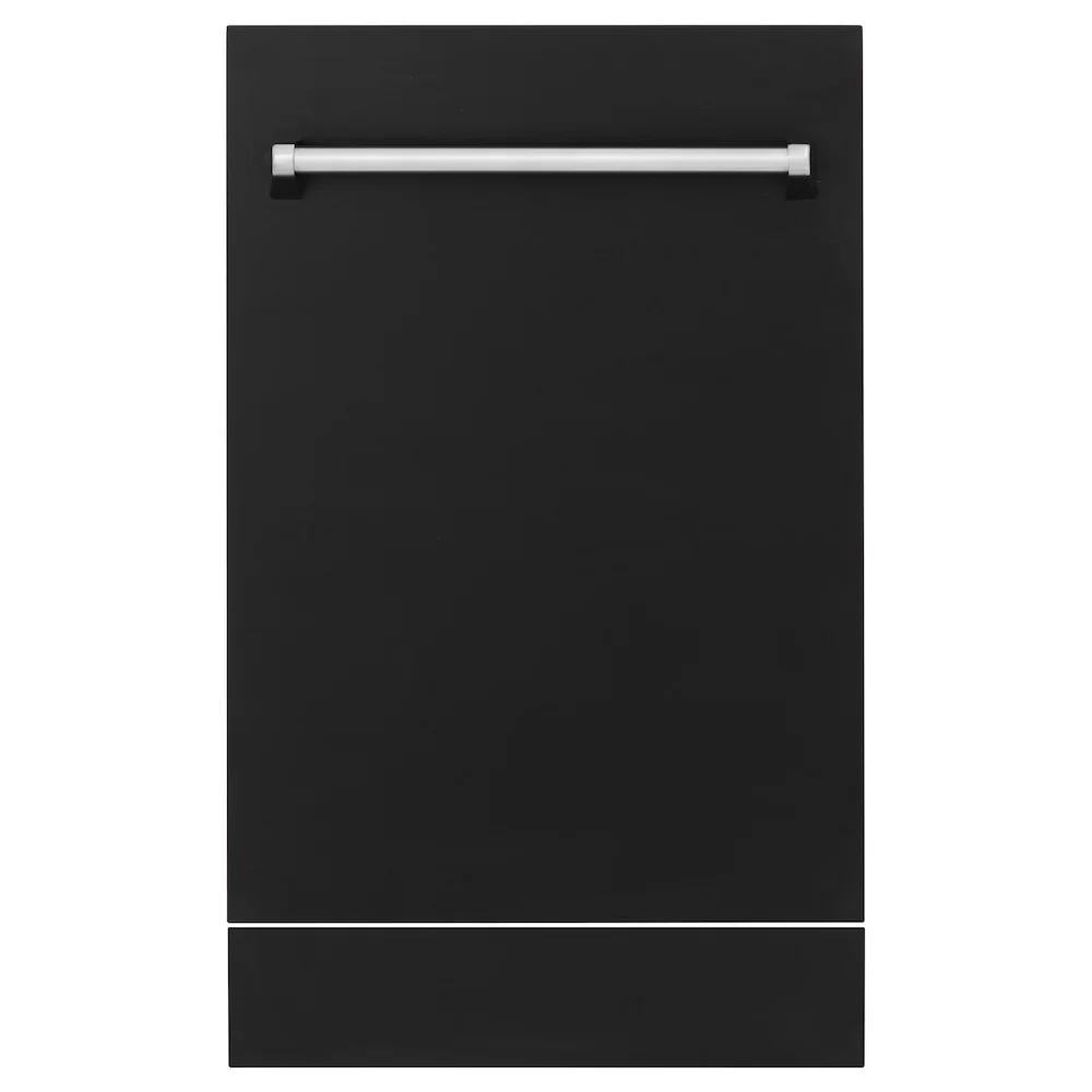 ZLINE 18" Tallac Dishwasher Panel in Black Matte with Traditional Handle (DPV-BLM-18) - Image 2