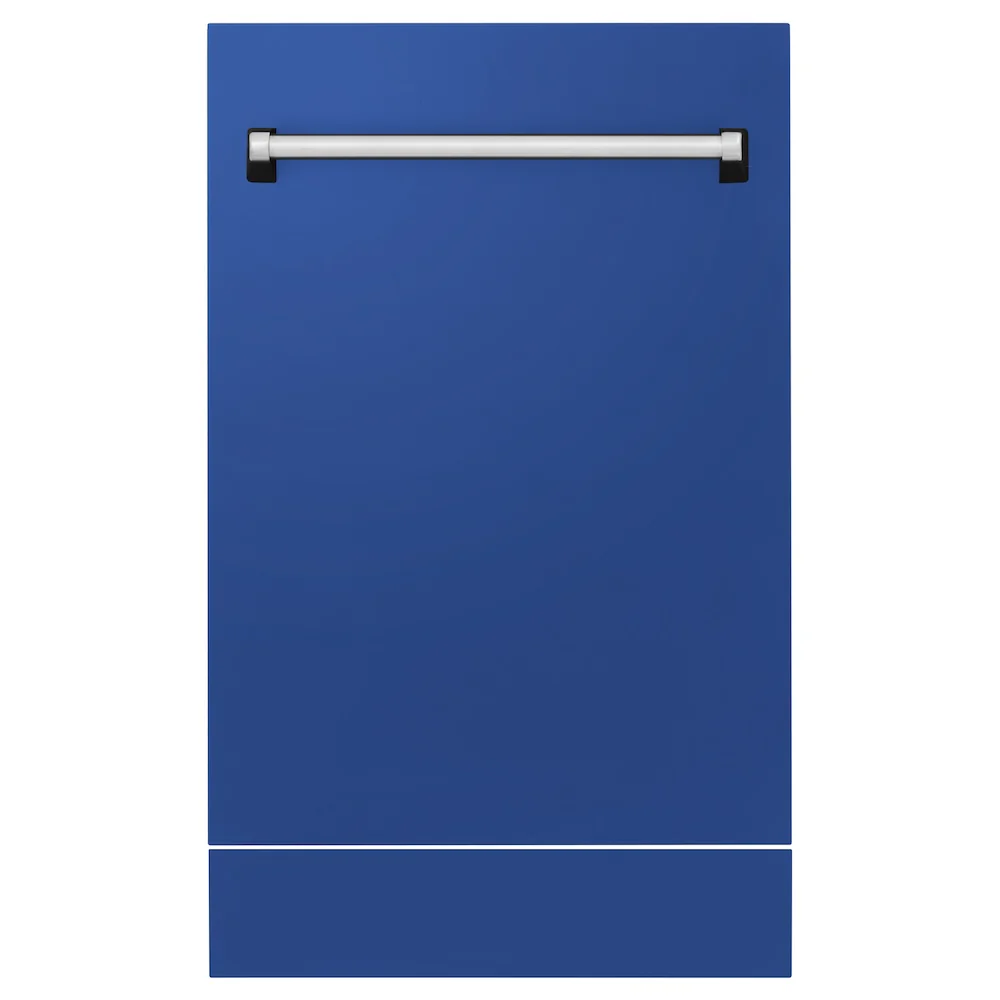 ZLINE 18" Tallac Dishwasher Panel in Blue Matte with Traditional Handle (DPV-BM-18) - Image 2