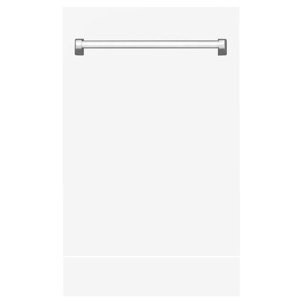 ZLINE 18" Tallac Dishwasher Panel in White Matte with Traditional Handle (DPV-WM-18) - Image 2