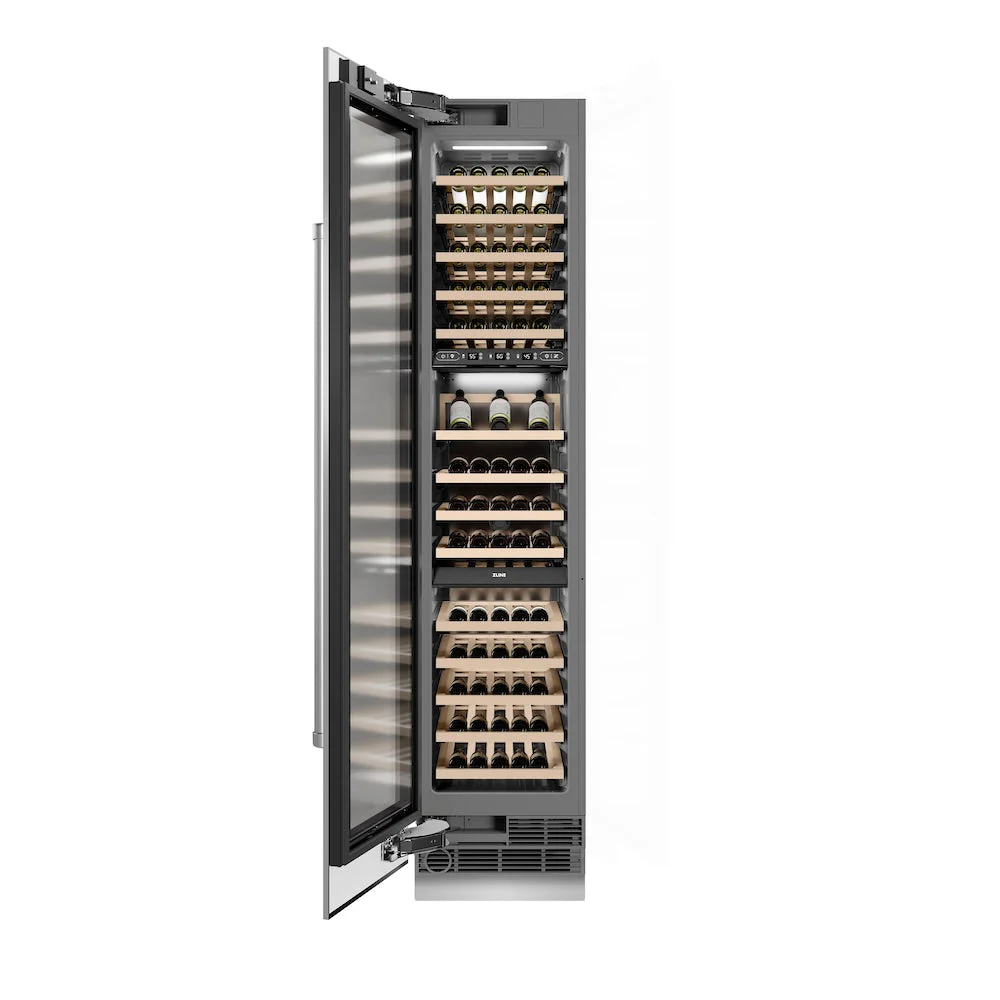 ZLINE 18 in. 9.0 cu. ft. Triple Zone 68 Bottle Left Hinge Column Wine Cooler in Stainless Steel (RCWVL-304-18) - Image 4