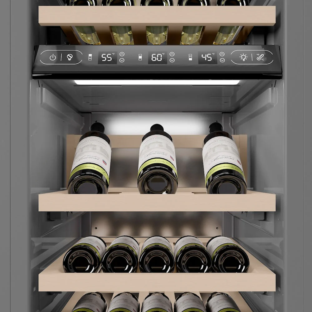 ZLINE 18 in. 9.0 cu. ft. Triple Zone 68 Bottle Left Hinge Column Wine Cooler in Stainless Steel (RCWVL-304-18) - Image 7