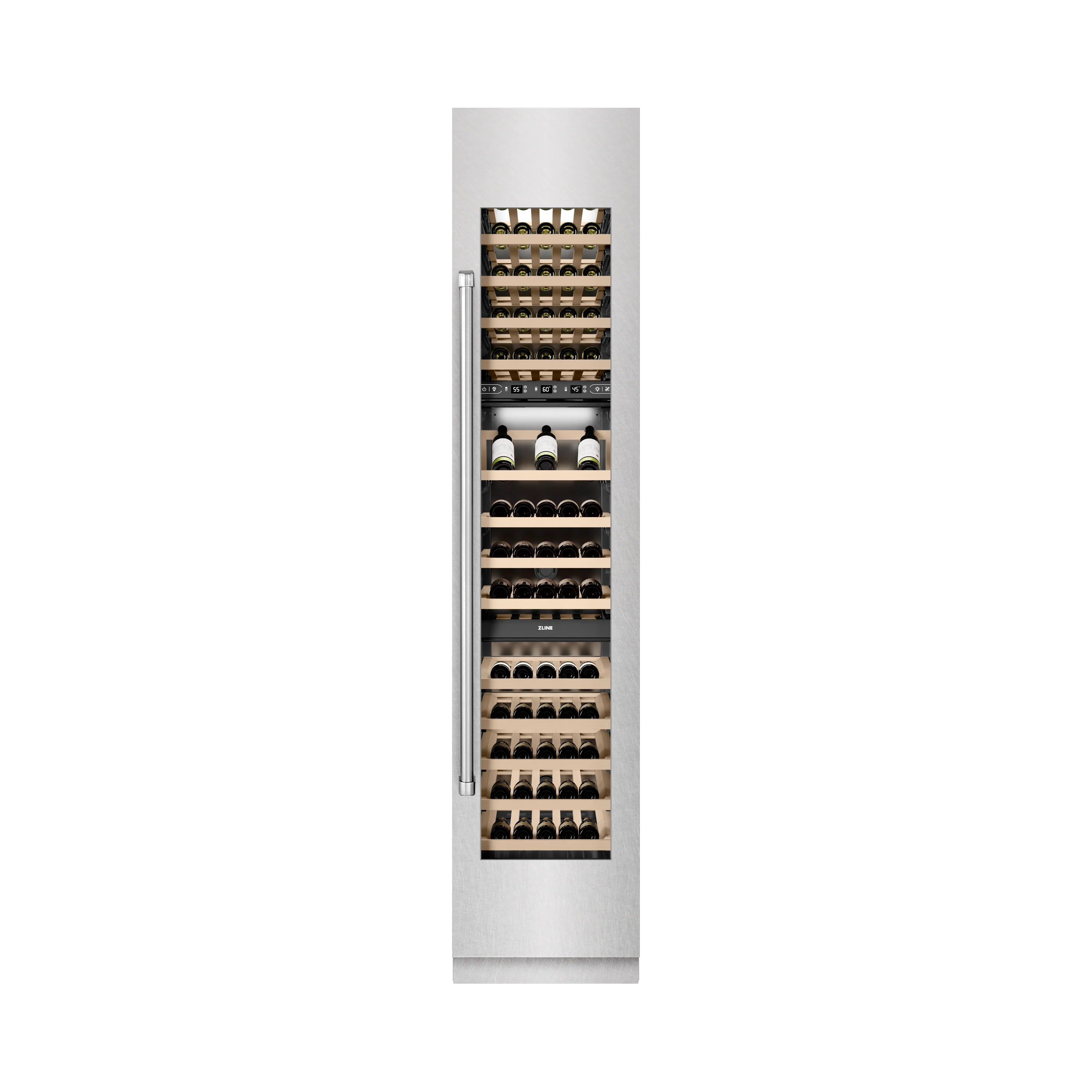 ZLINE 18 in. 9.0 cu. ft. Triple Zone 68 Bottle Right Hinge Column Wine Cooler in Satin Stainless Steel (RCWVR-SN-18) - Image 5