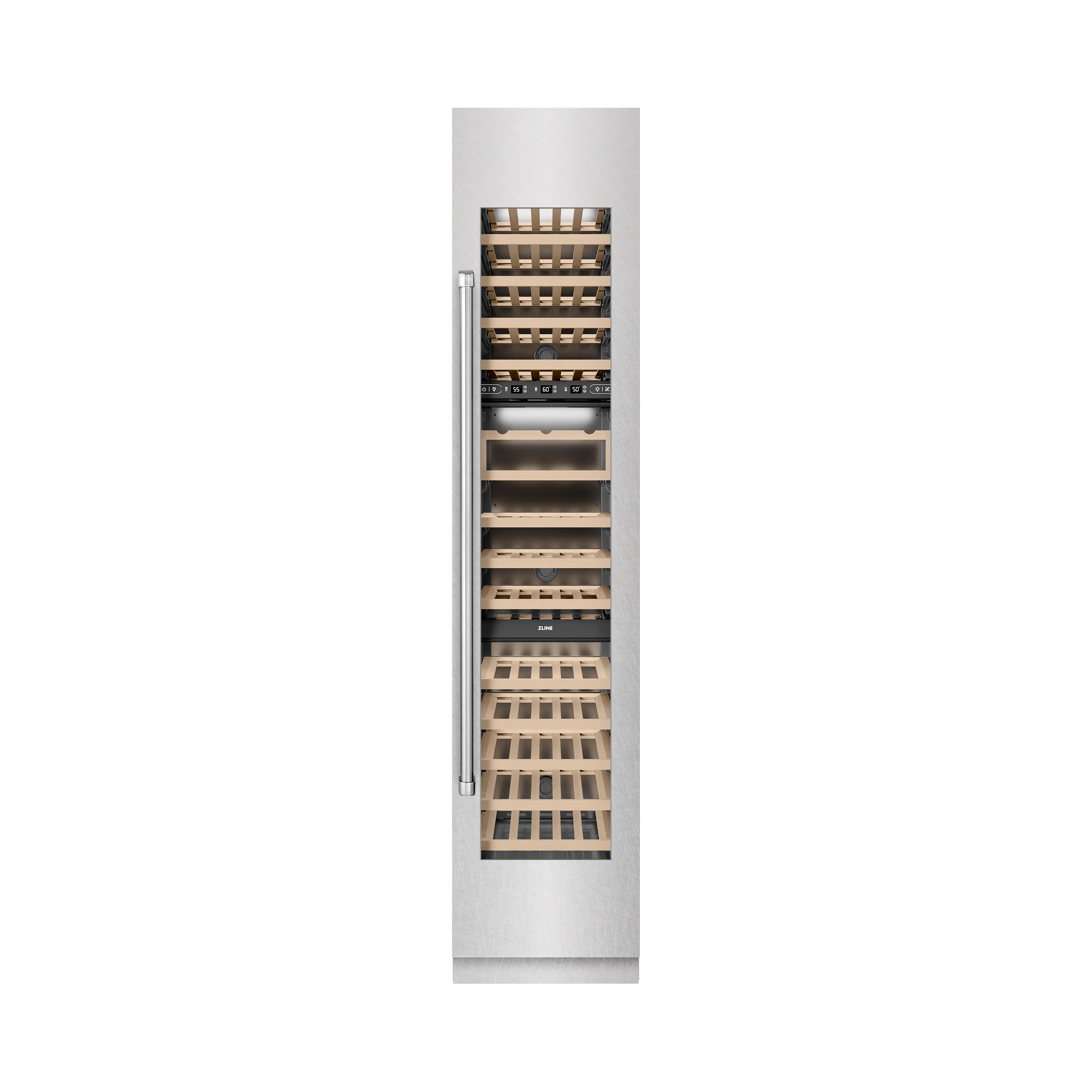 ZLINE 18 in. 9.0 cu. ft. Triple Zone 68 Bottle Right Hinge Column Wine Cooler in Satin Stainless Steel (RCWVR-SN-18) - Image 6