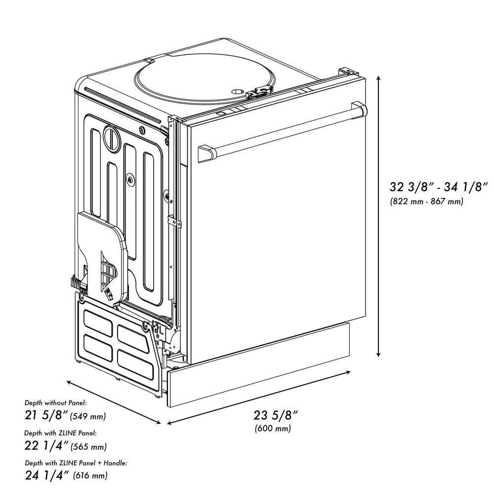 ZLINE 24 in. Top Control Dishwasher with Blue Gloss Panel and Traditional Style Handle, 52dBa (DW-BG-24) - Image 12