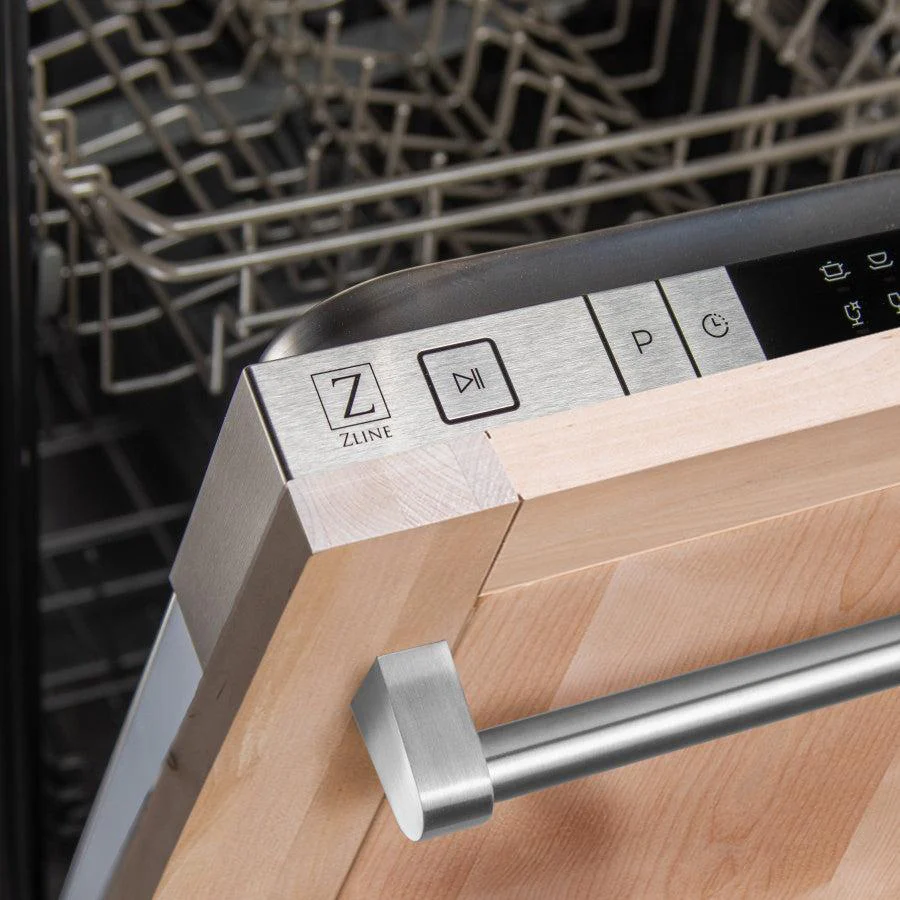 ZLINE 24 in. Top Control Dishwasher with Unfinished Wooden Panel and Traditional Style Handle, 52dBa (DW-UF-H-24) - Image 2
