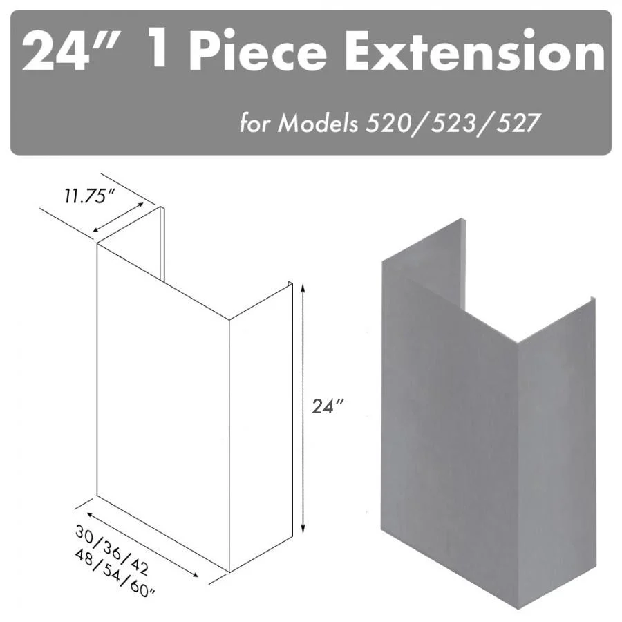 ZLINE 24" Chimney for 60" Under Cabinet Hoods (520/523/527-60-2FTEXT)