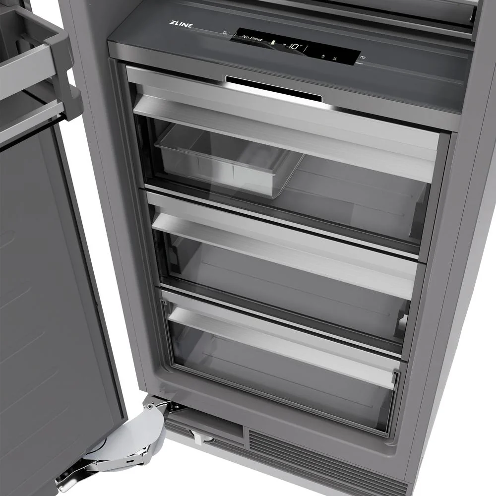 ZLINE 24 in. 12.4 cu. ft. Column Freezer in Black Stainless Steel with Graphite Gray Interior (RCFV-BS-24) - Image 9