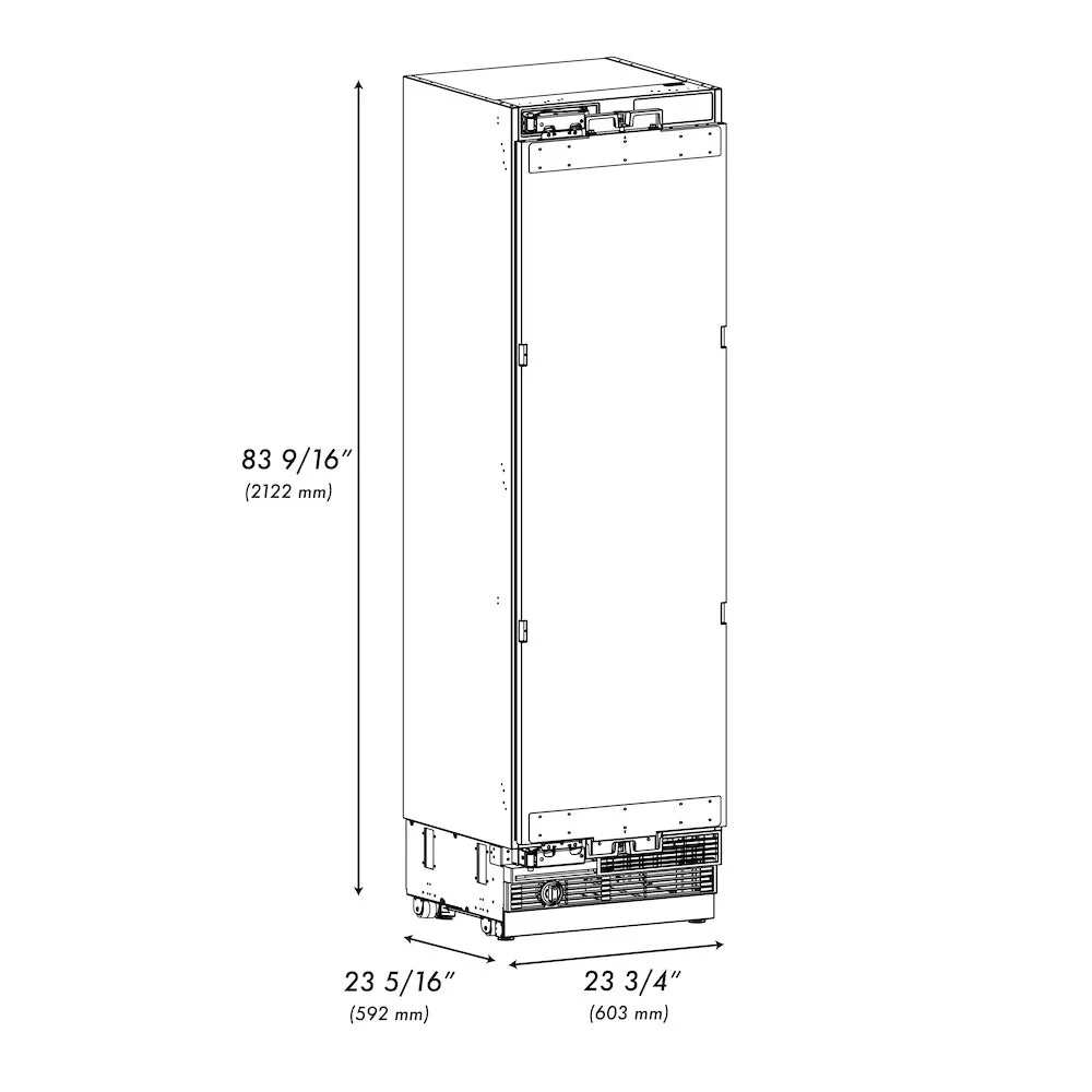 ZLINE 24 in. 12.4 cu. ft. Panel Ready Column Freezer with Graphite Gray Interior (RBCFV-24) - Image 15
