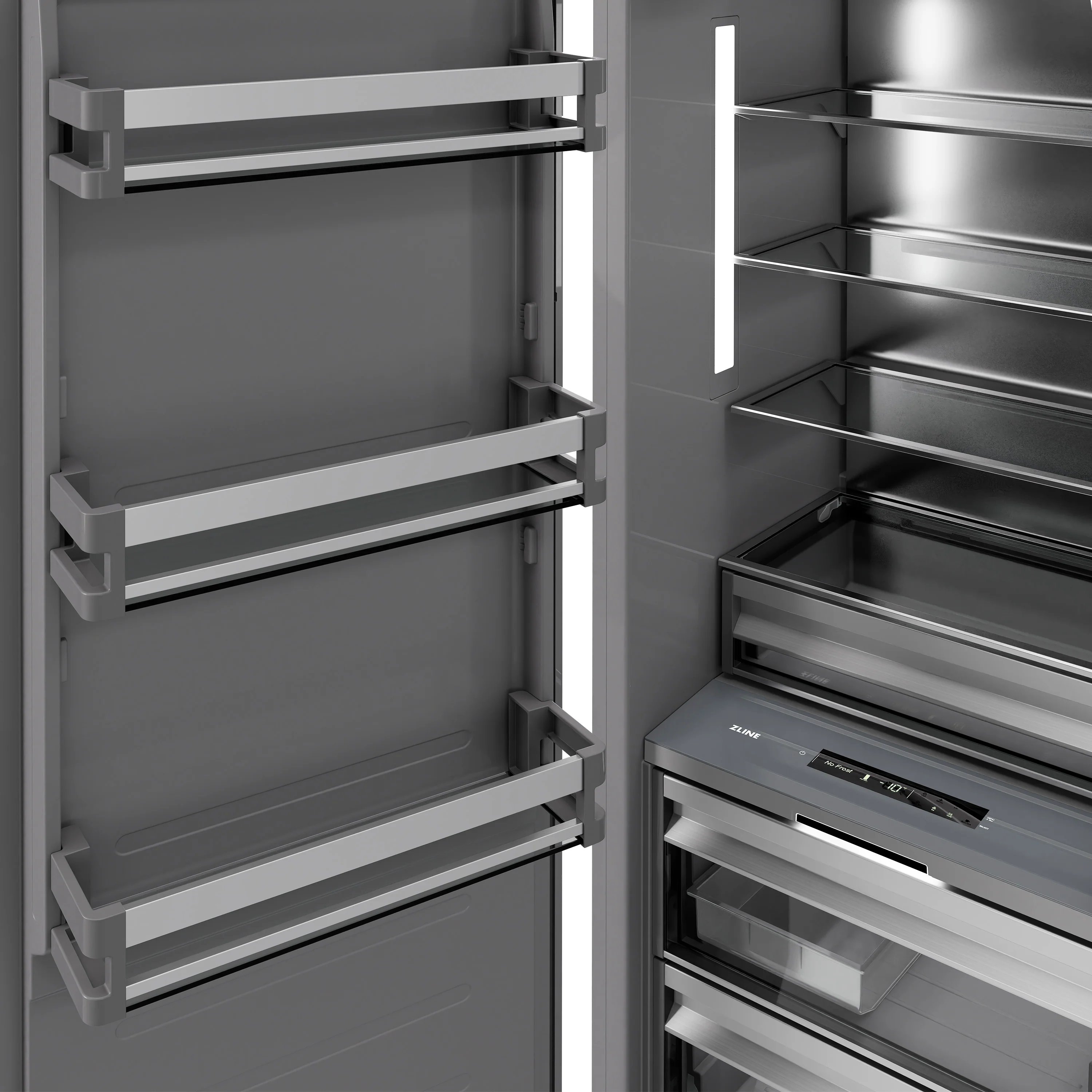 ZLINE 24 in. 12.4 cu. ft. Column Freezer in Satin Stainless Steel with Graphite Gray Interior (RCFV-SN-24) - Image 6