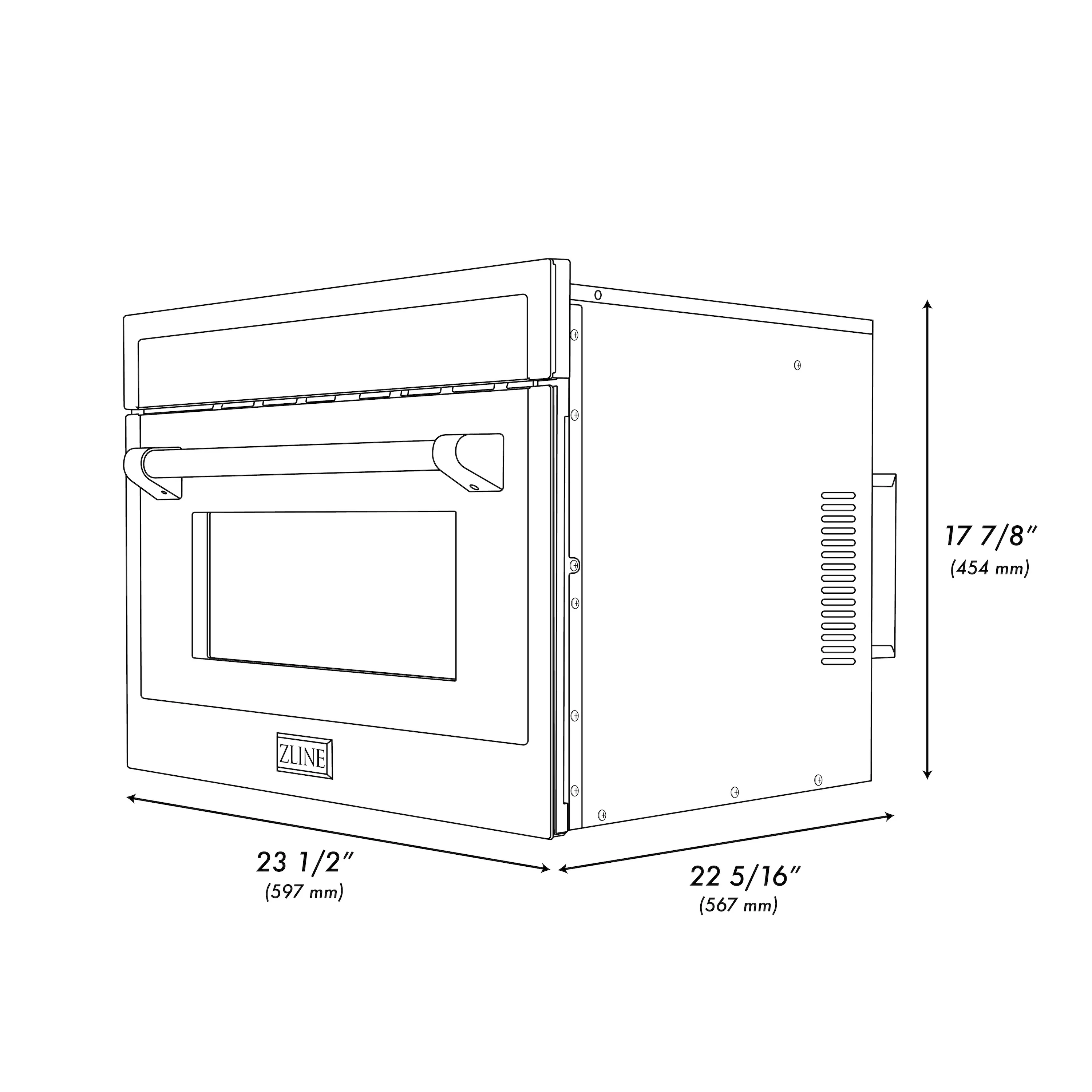 ZLINE 24" 1.6 cu ft. Built-in Convection Microwave Oven in Black Stainless Steel with Speed and Sensor Cooking (MWO-24-BS) - Image 11