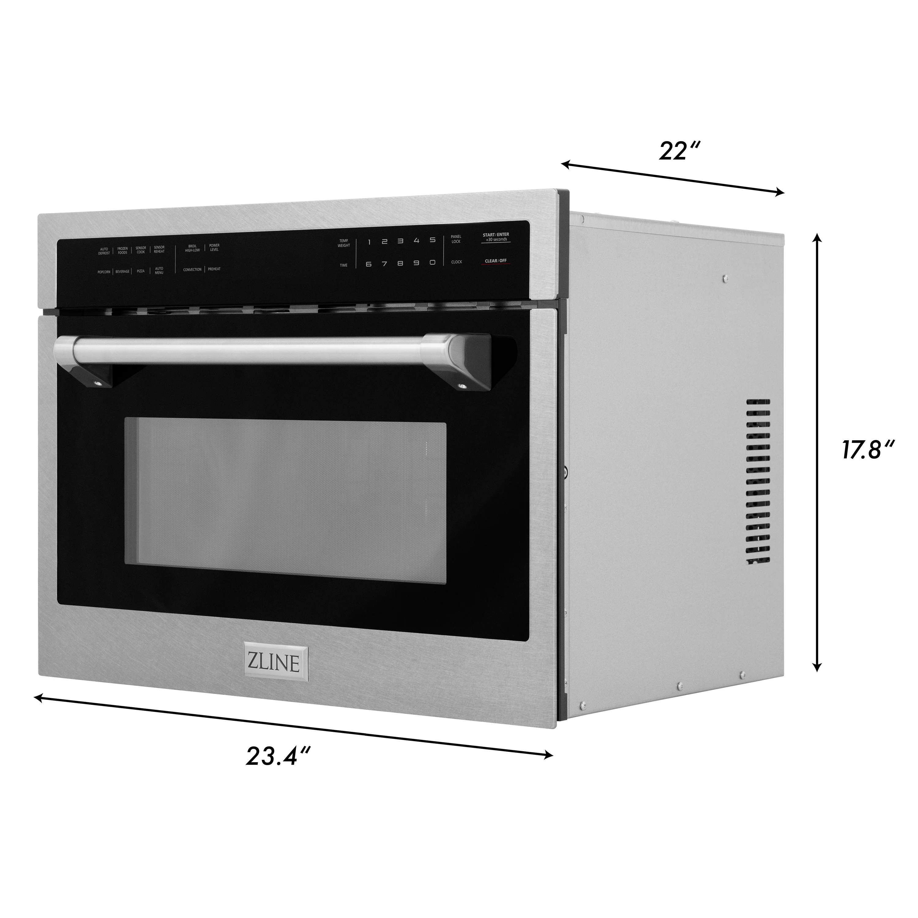 ZLINE 24 in. 1.6 cu ft. Built-in Convection Microwave Oven in Satin Stainless Steel with Speed and Sensor Cooking (MWO-24-SS) - Image 10