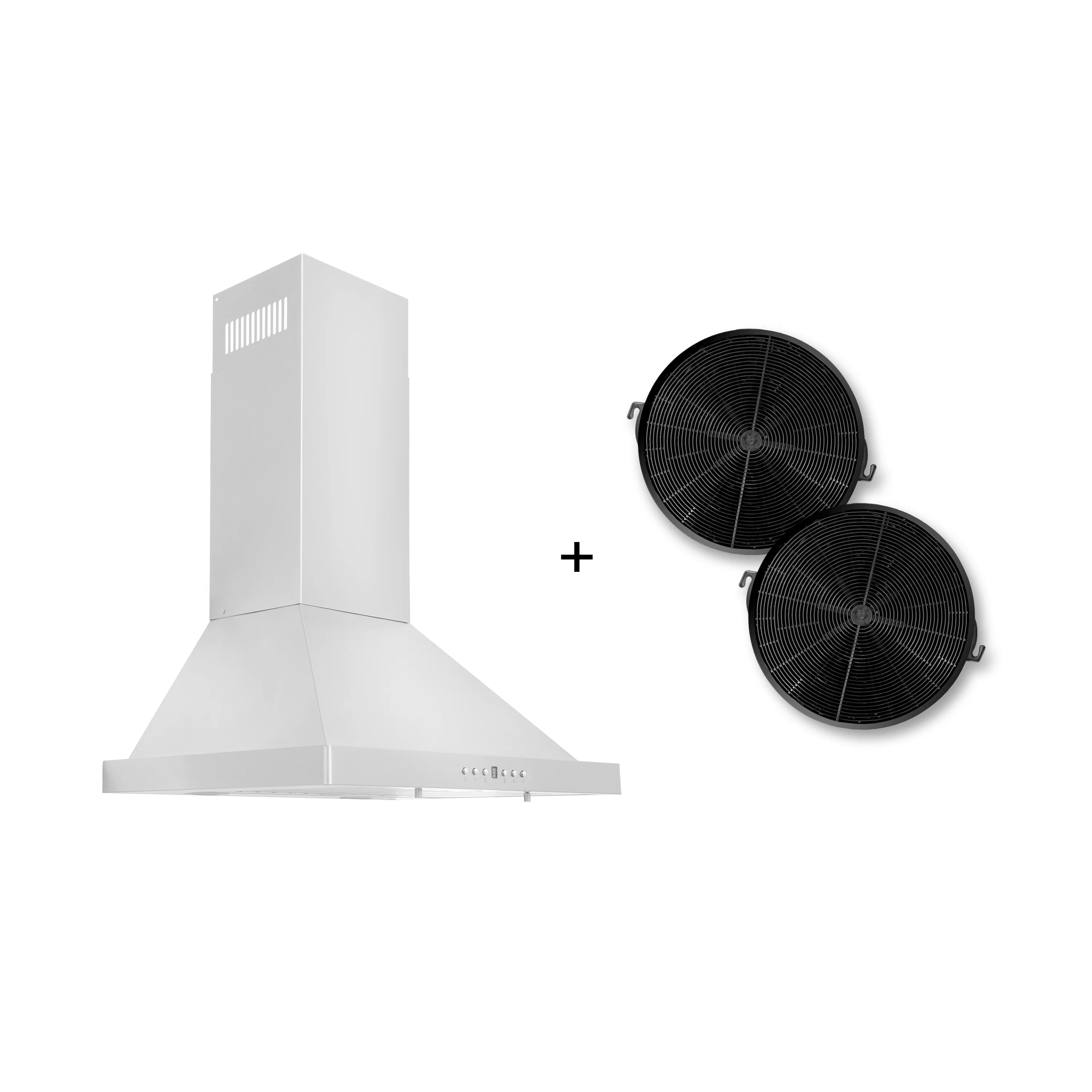 ZLINE 24" Convertible Wall Mount Range Hood in Stainless Steel with Set of 2 Charcoal Filters, LED lighting and Dishwasher-Safe Baffle Filters (KB-CF-24) - Image 2