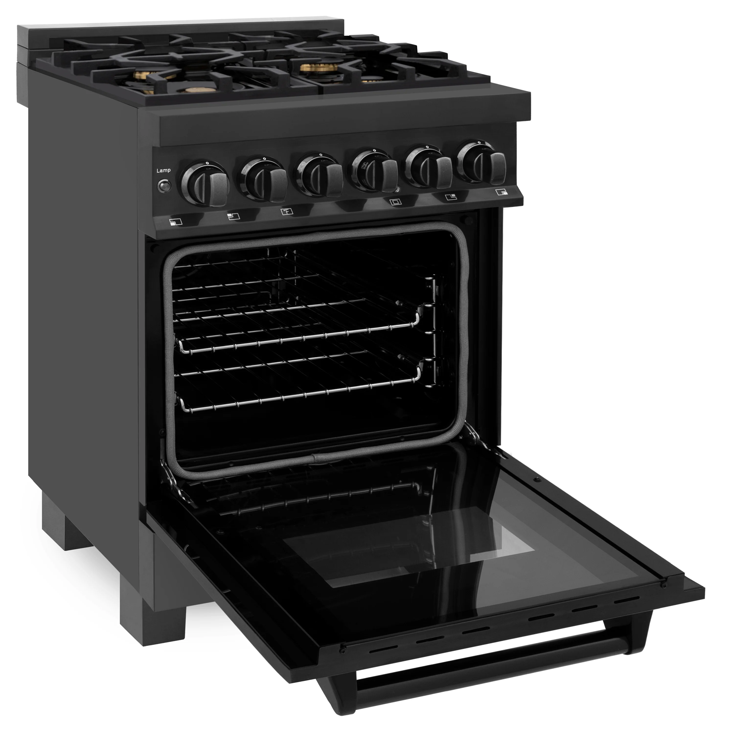 ZLINE 24 in. 2.8 cu. ft. Legacy Dual Fuel Range with Gas Cooktop and Electric Convection Oven in Black Stainless Steel with 4 Brass Burners, Open Box-Great Condition - Image 10