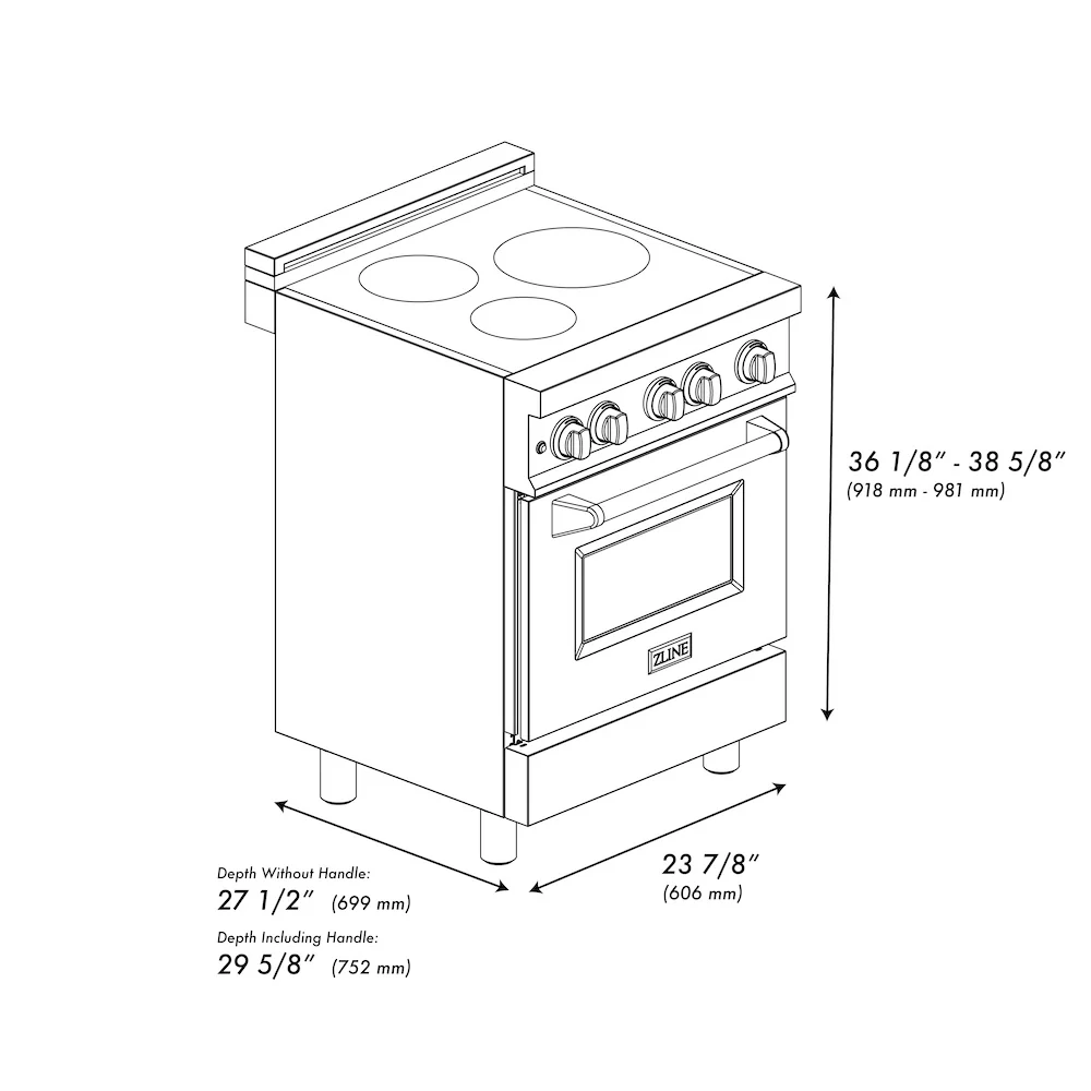 ZLINE 24 in. 2.8 cu. ft. Legacy Induction Range with 4 Element Cooktop and Electric Oven in Stainless Steel and Blue Gloss Door, Open Box-Great Condition - Image 18