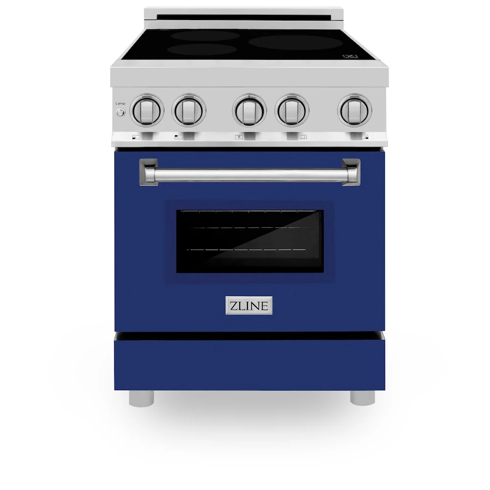 ZLINE 24 in. 2.8 cu. ft. Legacy Induction Range with 4 Element Cooktop and Electric Oven in Stainless Steel and Blue Gloss Door, Open Box-Great Condition - Image 4