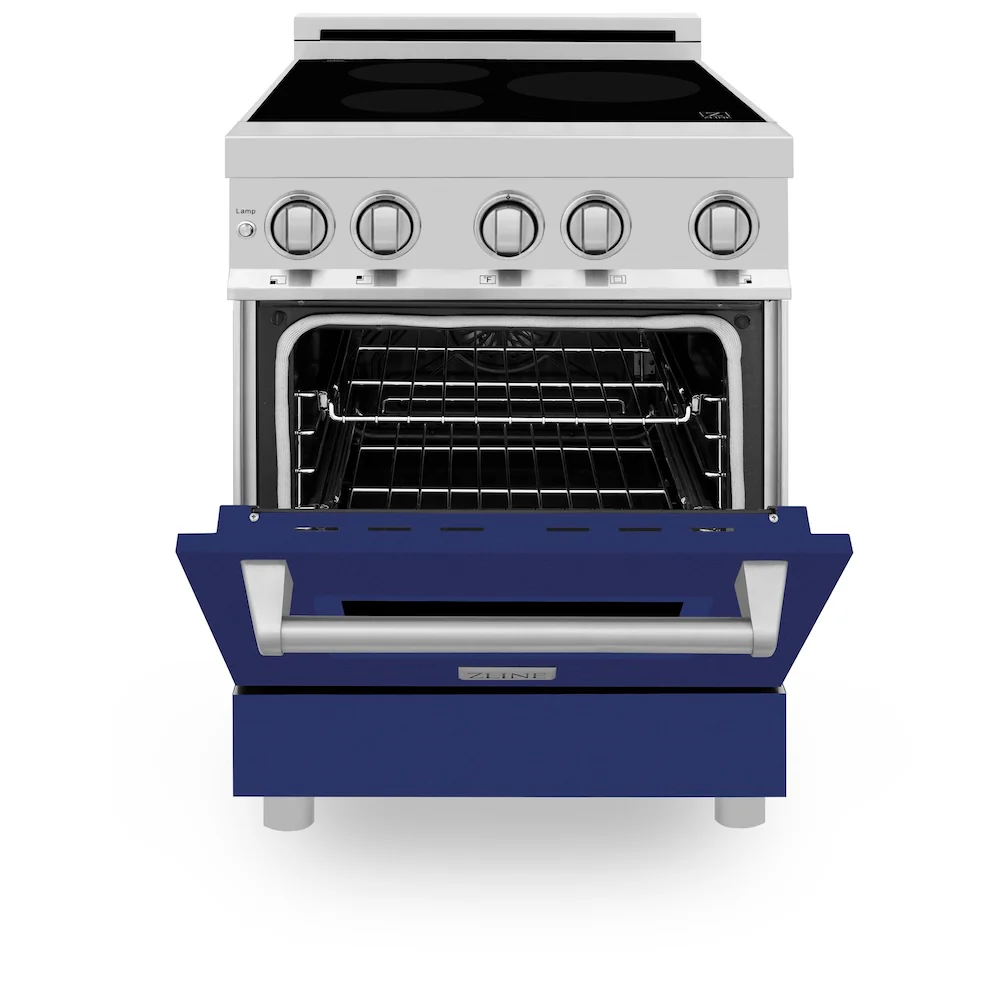 ZLINE 24 in. 2.8 cu. ft. Legacy Induction Range with 4 Element Cooktop and Electric Oven in Stainless Steel and Blue Gloss Door, Open Box-Great Condition - Image 5