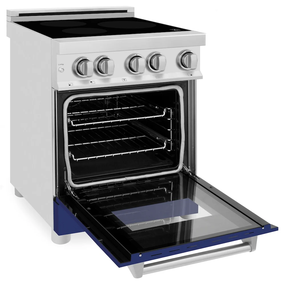 ZLINE 24 in. 2.8 cu. ft. Legacy Induction Range with 4 Element Cooktop and Electric Oven in Stainless Steel and Blue Gloss Door, Open Box-Great Condition - Image 9