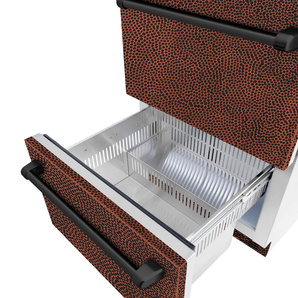 ZLINE 24 in. Touchstone 168 Can Outdoor-Rated Dual Refrigerator Drawer with Hand Hammered Copper Doors (RDSO-HH-24) - Image 7