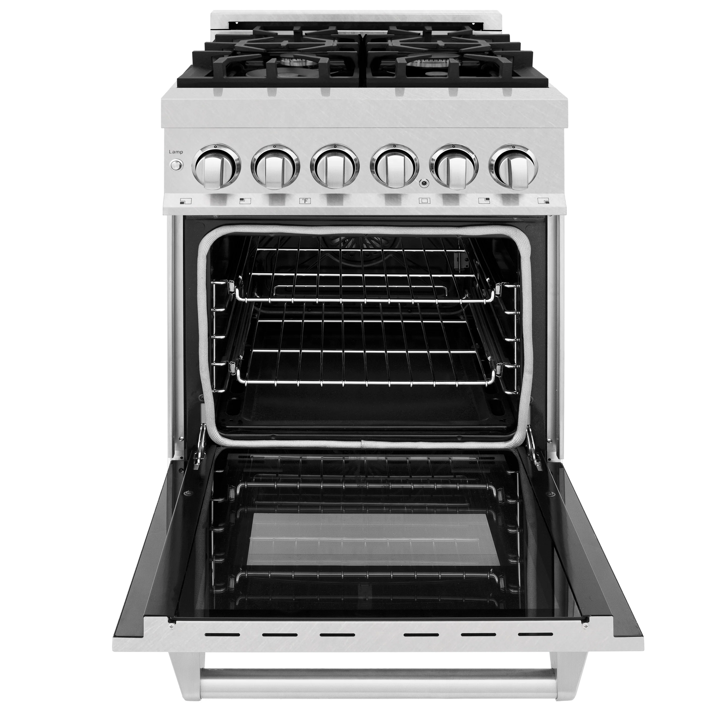 ZLINE 24 in. 2.8 cu. ft. Legacy Dual Fuel Range with 4 Burner Gas Cooktop and Electric Convection Oven in Satin Stainless Steel (RAS-SN-24) - Image 4