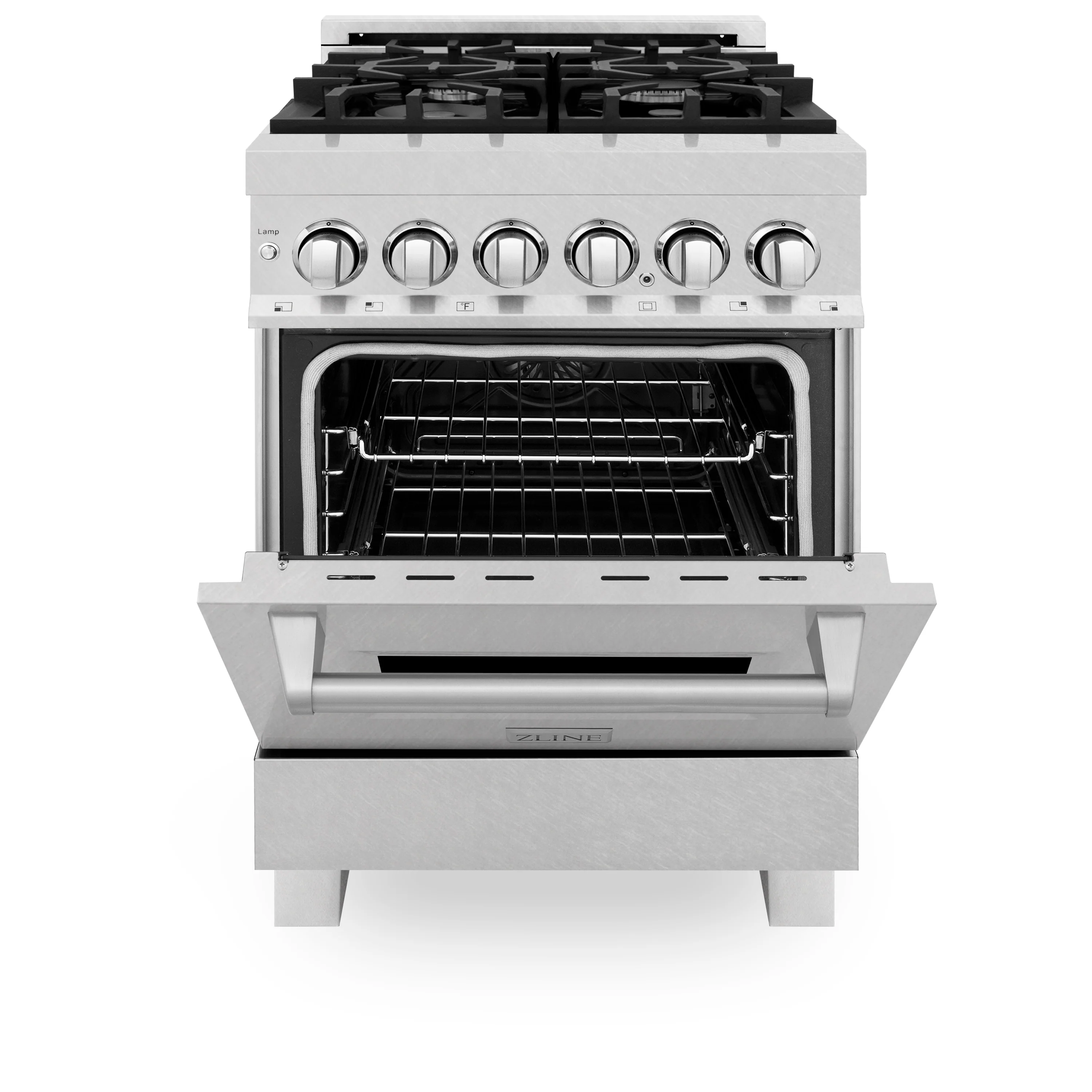 ZLINE 24 in. 2.8 cu. ft. Legacy Dual Fuel Range with 4 Burner Gas Cooktop and Electric Convection Oven in Satin Stainless Steel (RAS-SN-24) - Image 6