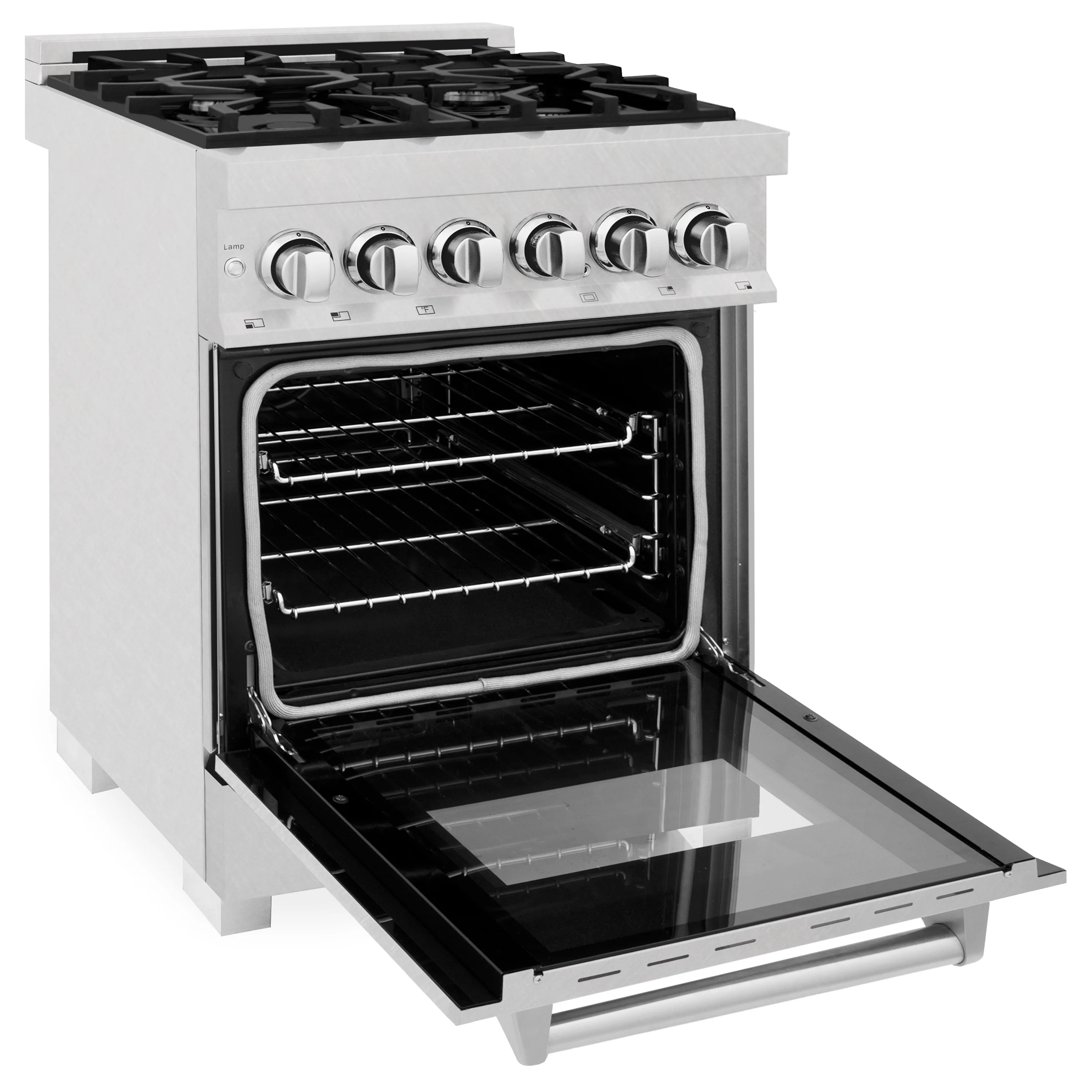 ZLINE 24 in. 2.8 cu. ft. Legacy Dual Fuel Range with 4 Burner Gas Cooktop and Electric Convection Oven in Satin Stainless Steel (RAS-SN-24) - Image 8
