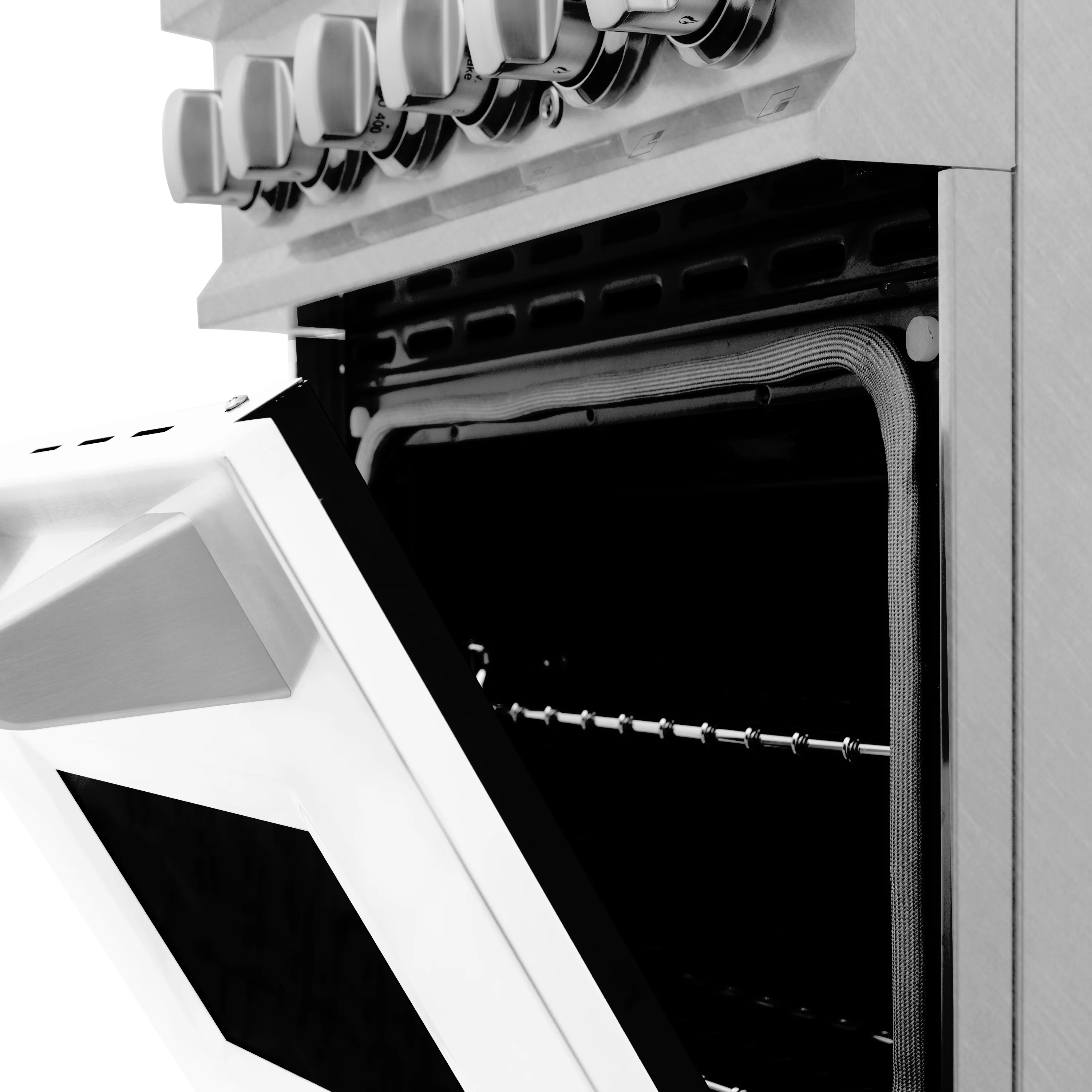 ZLINE 24 in. 2.8 cu. ft. Legacy Dual Fuel Range with 4 Burner Gas Cooktop and Electric Convection Oven in Satin Stainless Steel and White Matte Door (RAS-WM-24) - Image 11