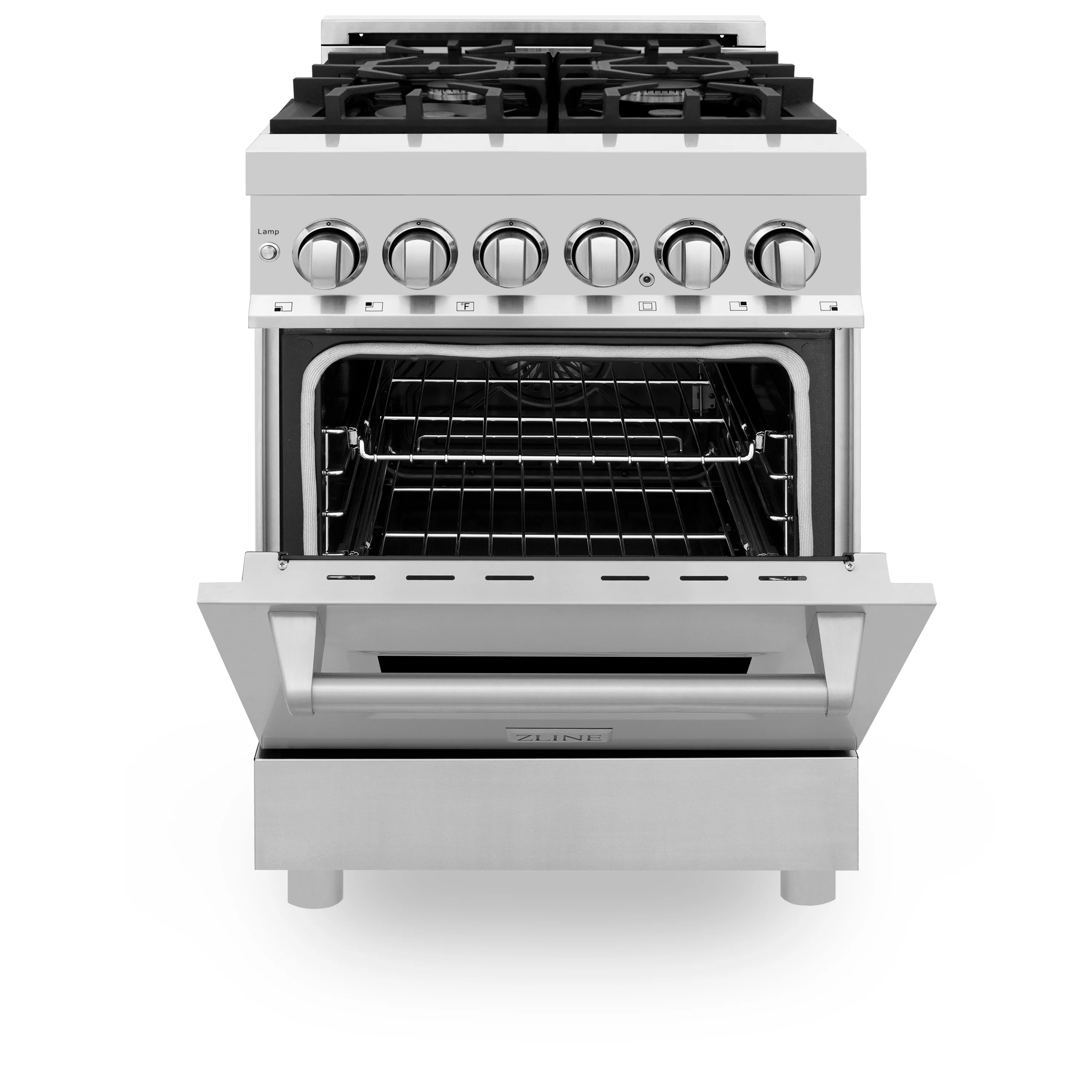 ZLINE 24 in. 2.8 cu. ft. Legacy Dual Fuel Range with 4 Burner Gas Cooktop and Electric Convection Oven in Stainless Steel (RA24) - Image 3