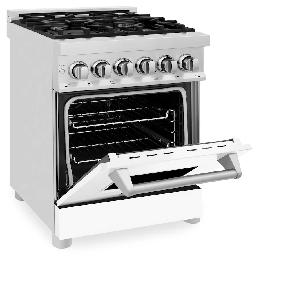ZLINE 24 in. 2.8 cu. ft. Legacy Dual Fuel Range with 4 Burner Gas Cooktop and Electric Convection Oven in Stainless Steel and White Matte Door (RA-WM-24) - Image 7