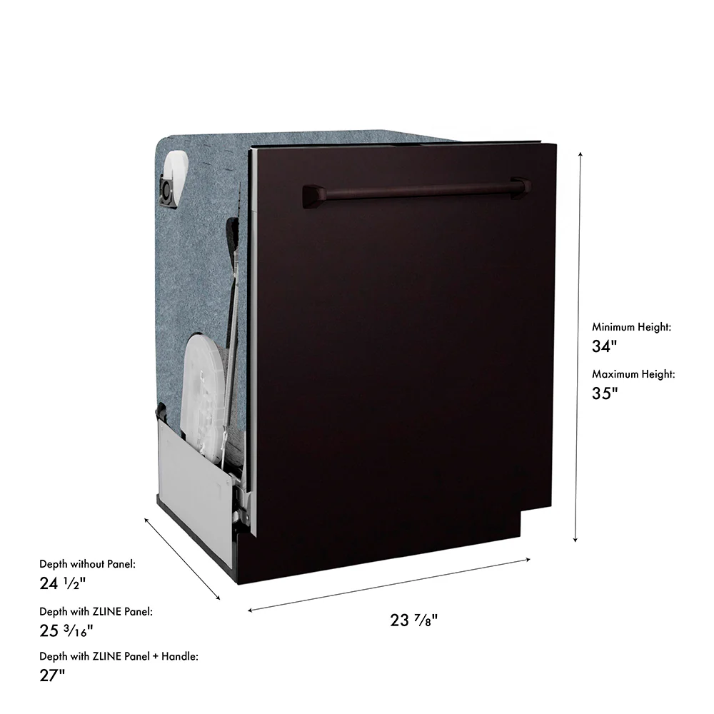 ZLINE 24 in. Monument Series 3rd Rack Dishwasher with Auto Door Open Drying, 44dBa, Oil Rubbed Bronze Panel (DWMT-ORB-24) - Image 20